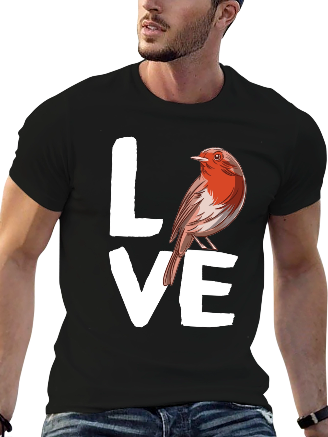 Love Bird Graphic Tee - Black Cotton T-Shirt