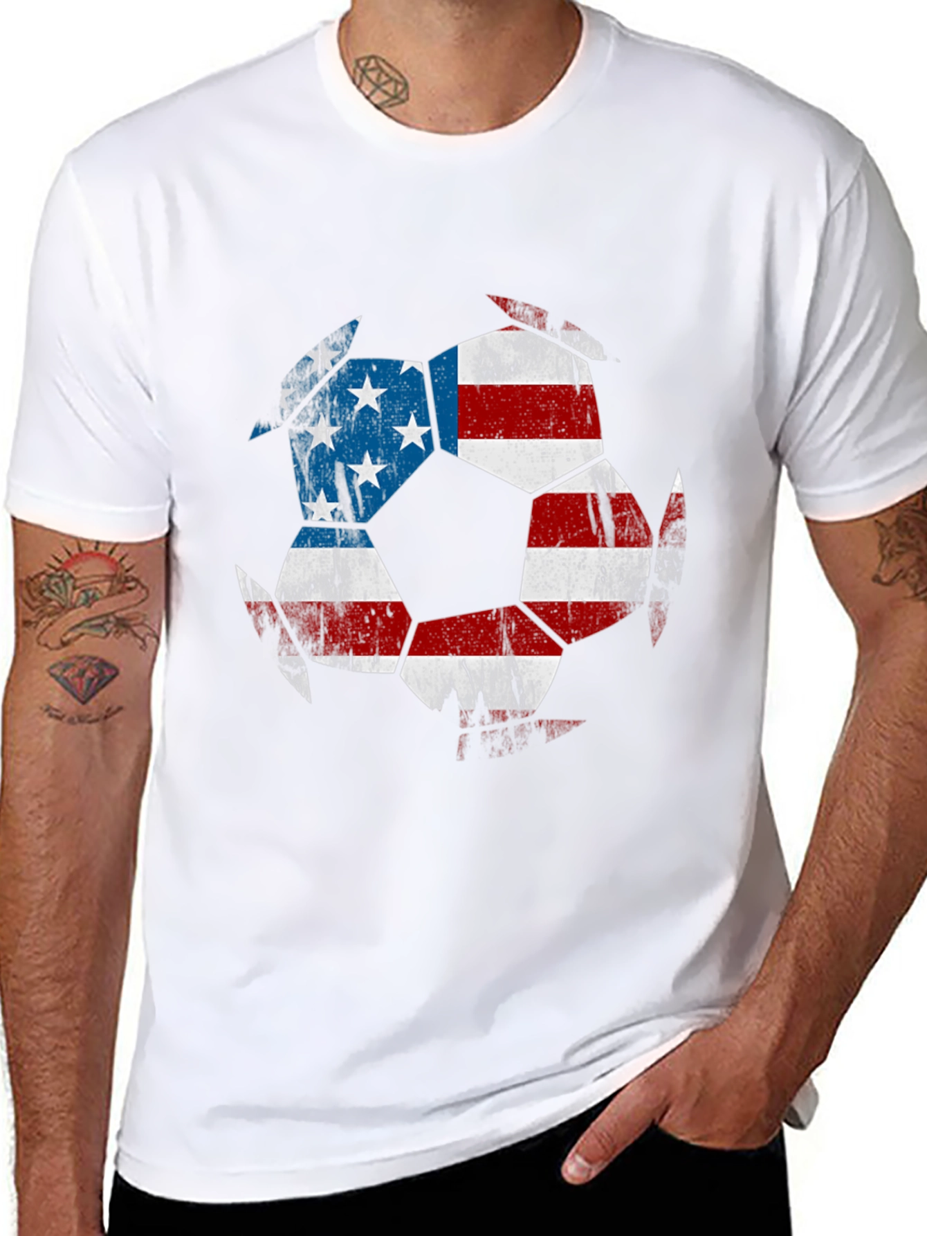 USA Flag Soccer Ball Graphic T-Shirt