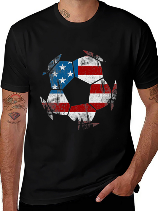 USA Flag Soccer Ball Graphic T-Shirt