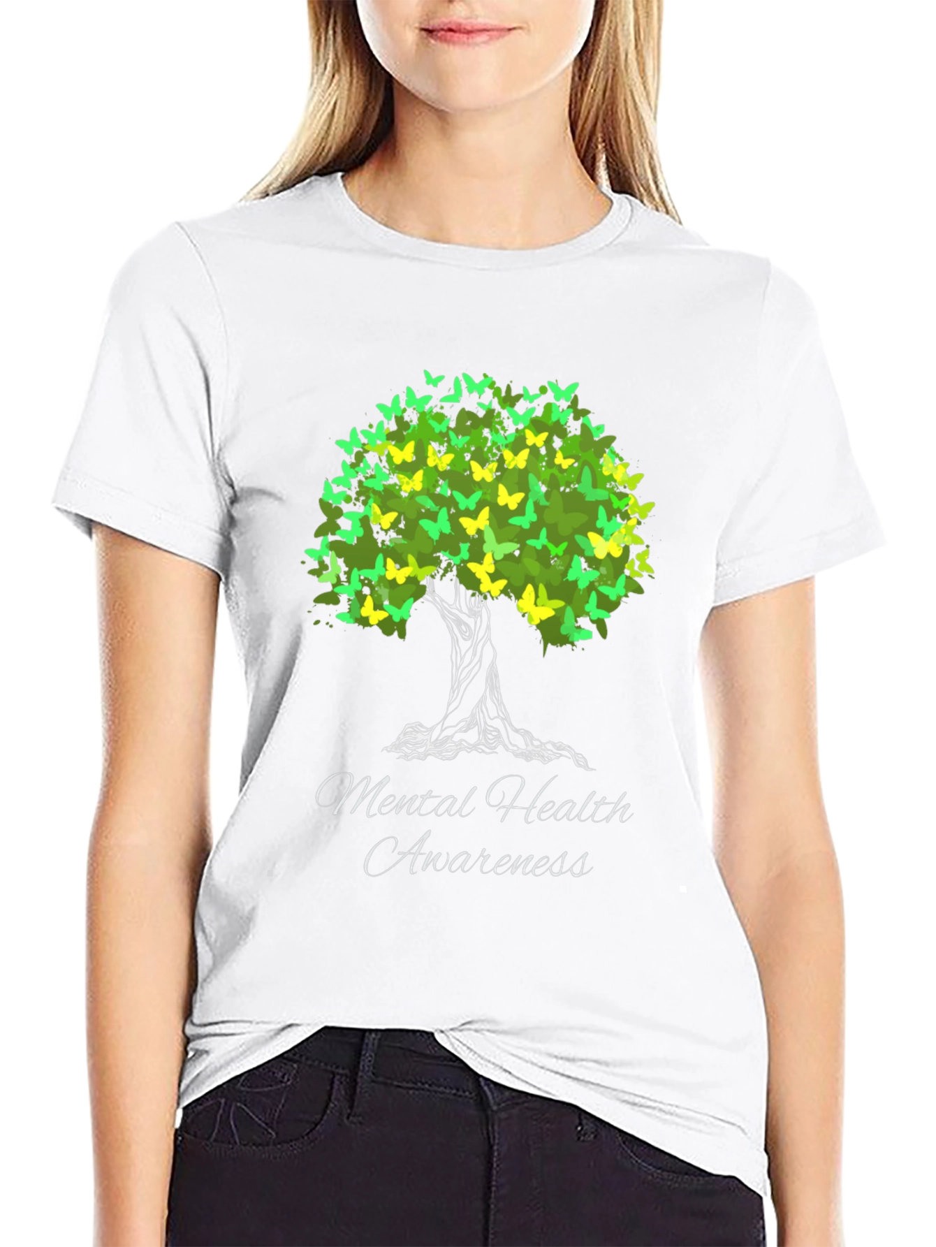 Mental Health Awareness Butterfly Tree T-Shirt