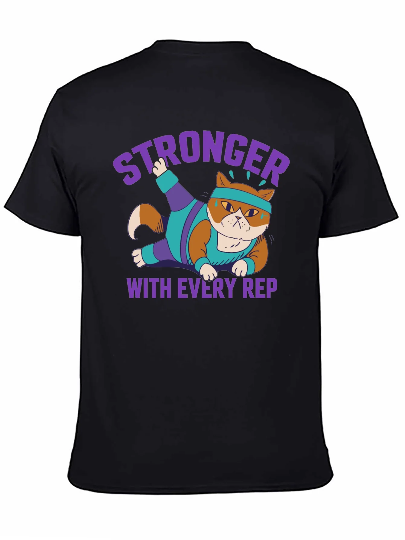 Stronger with Every Rep Cat Workout T-Shirt