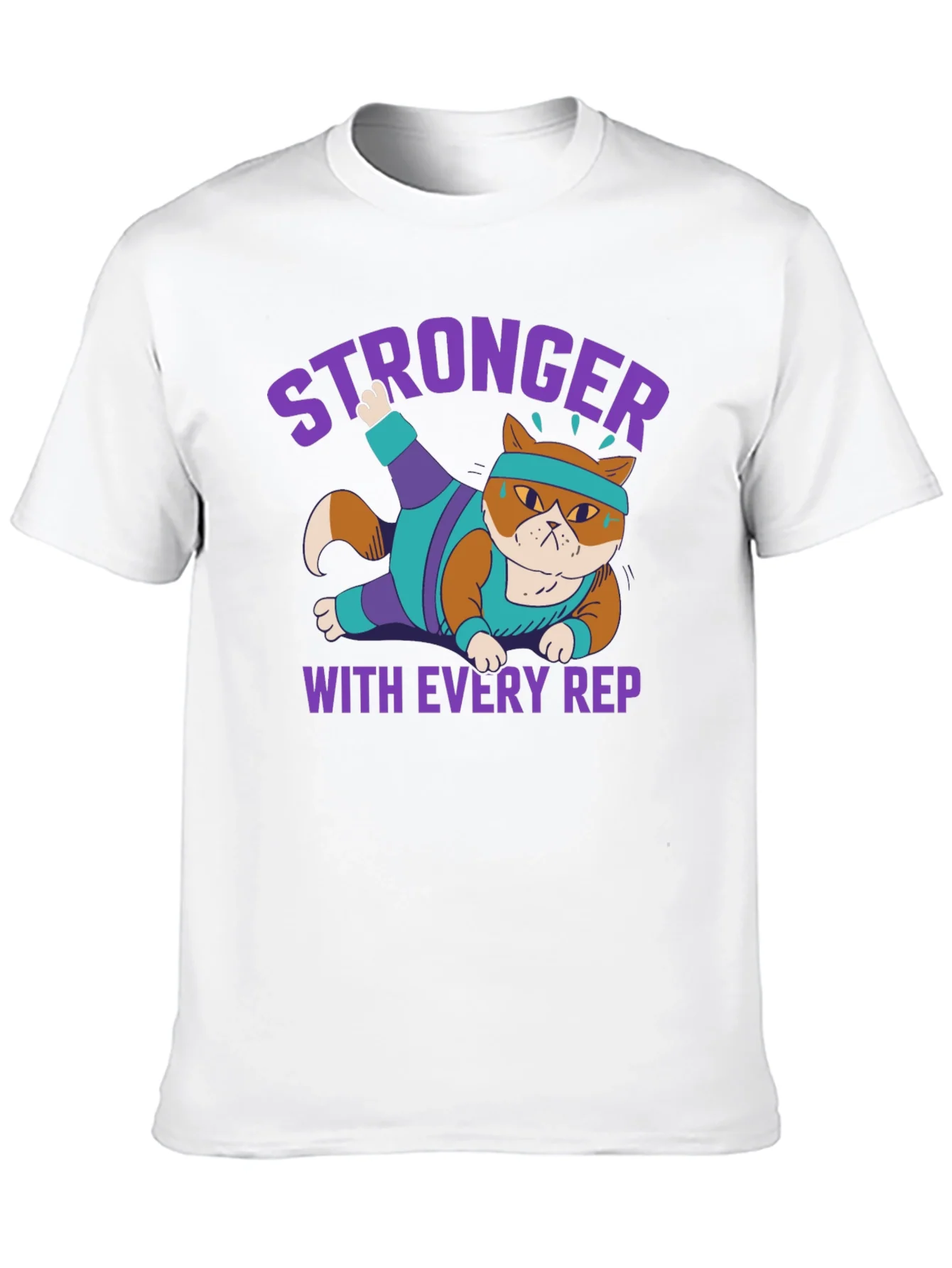 Stronger with Every Rep Cat Workout T-Shirt