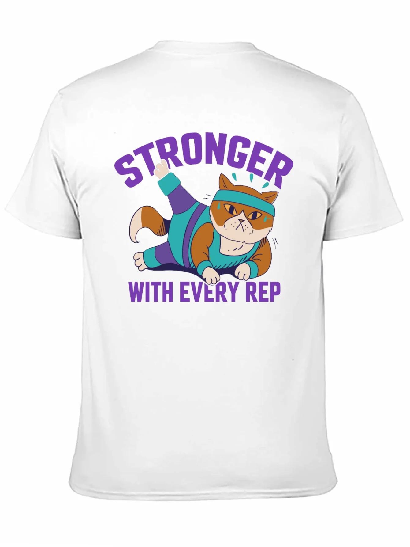Stronger with Every Rep Cat Workout T-Shirt