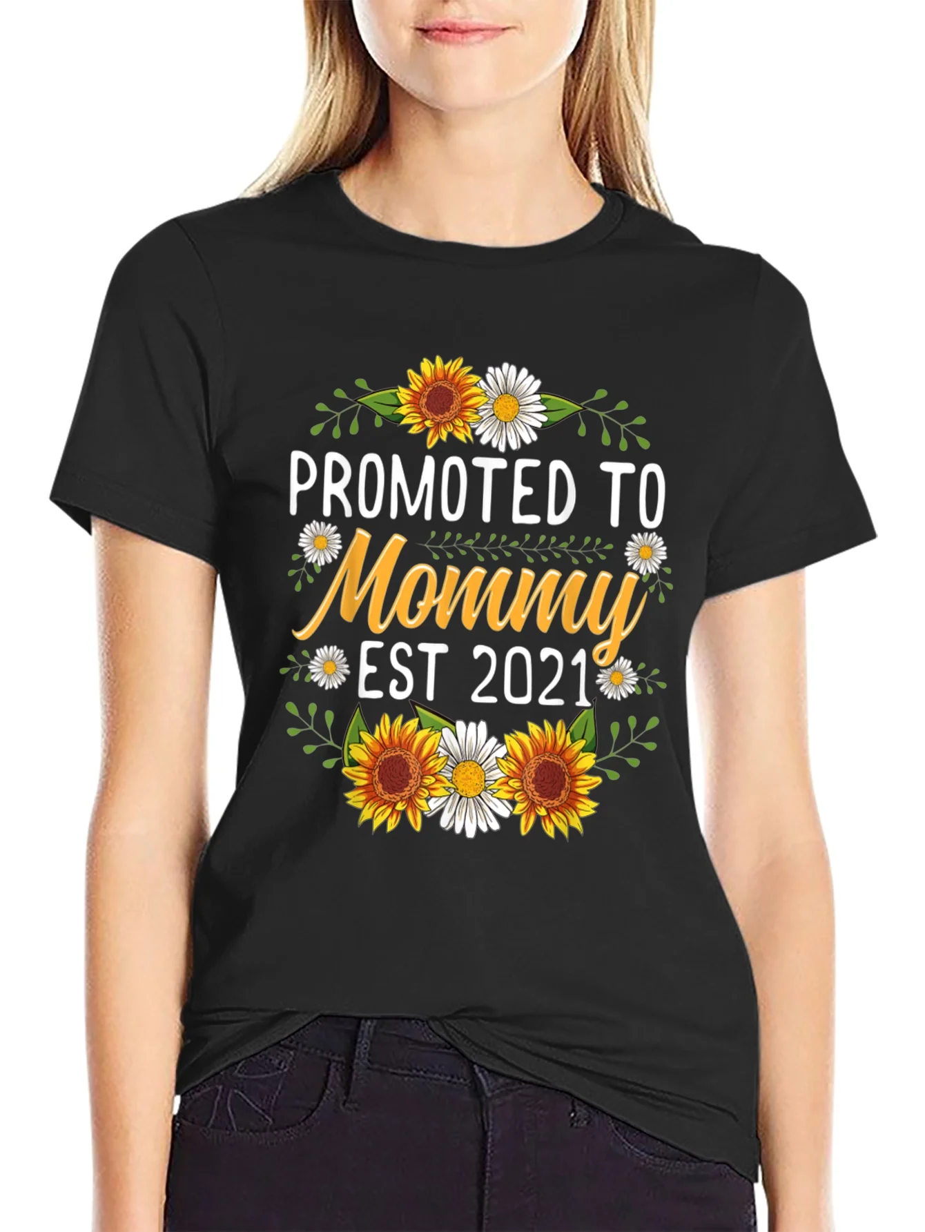 Promoted to Mommy EST 2021 Graphic Tee