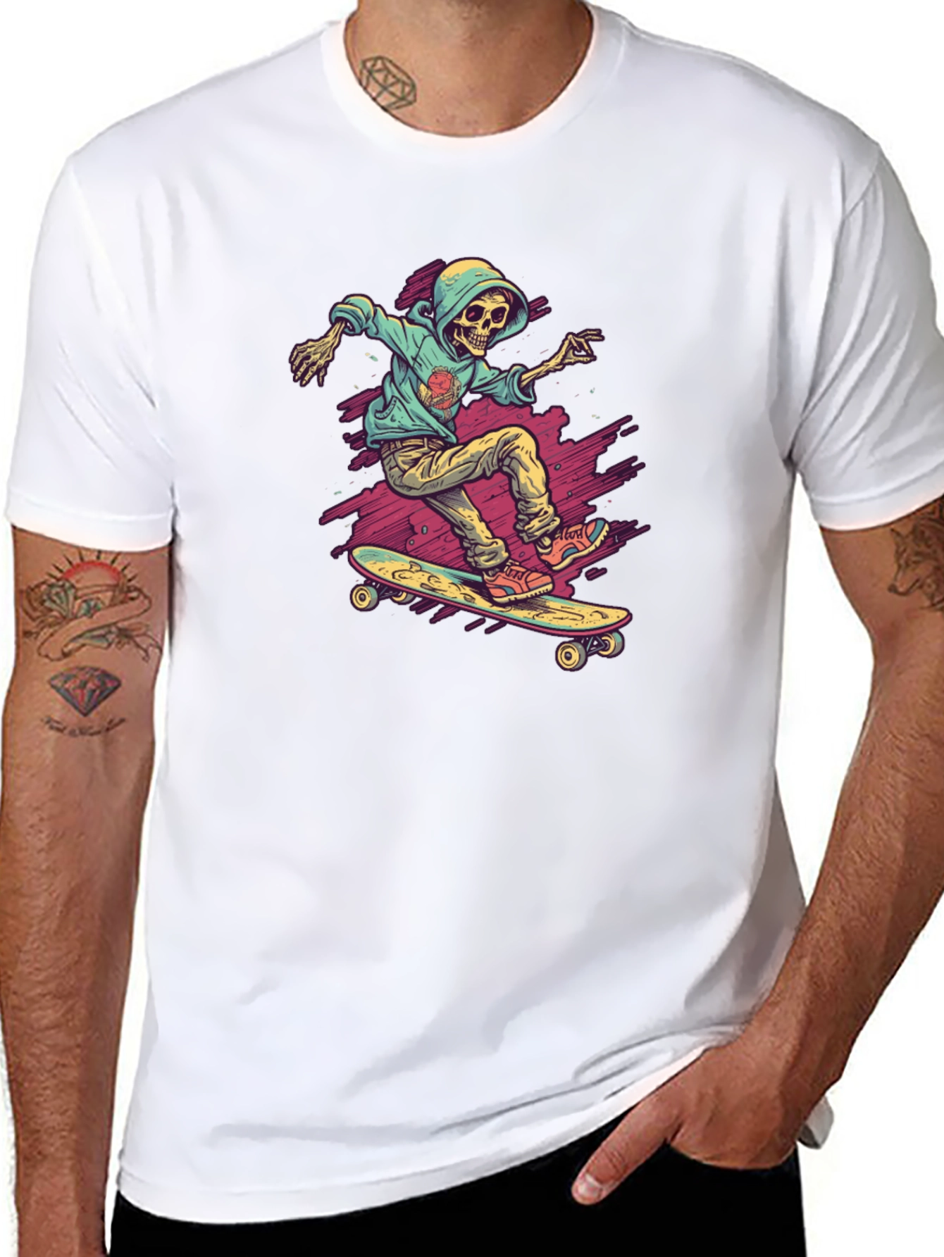 Skateboarding Skeleton Graphic Tee