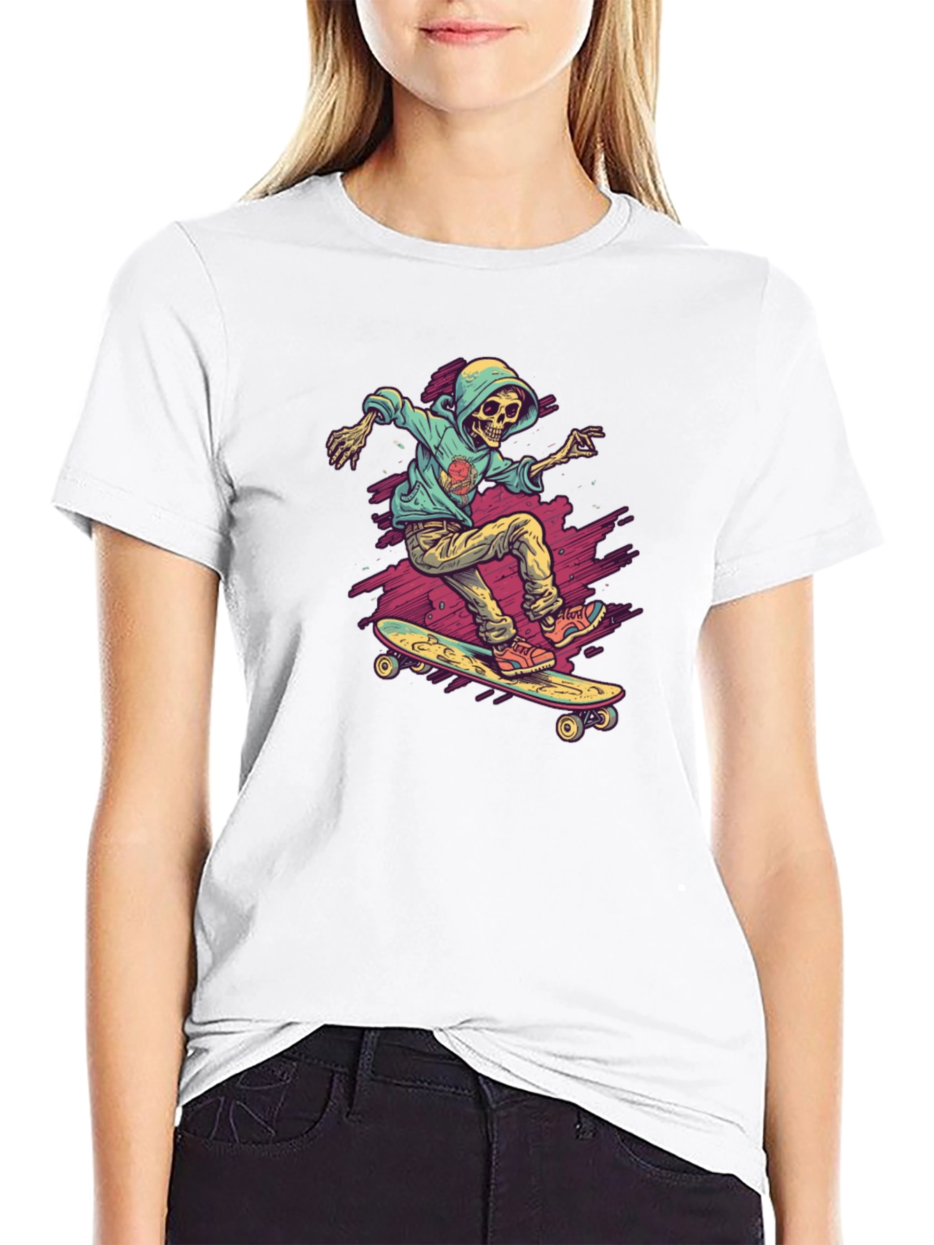 Skateboarding Skeleton Graphic Tee