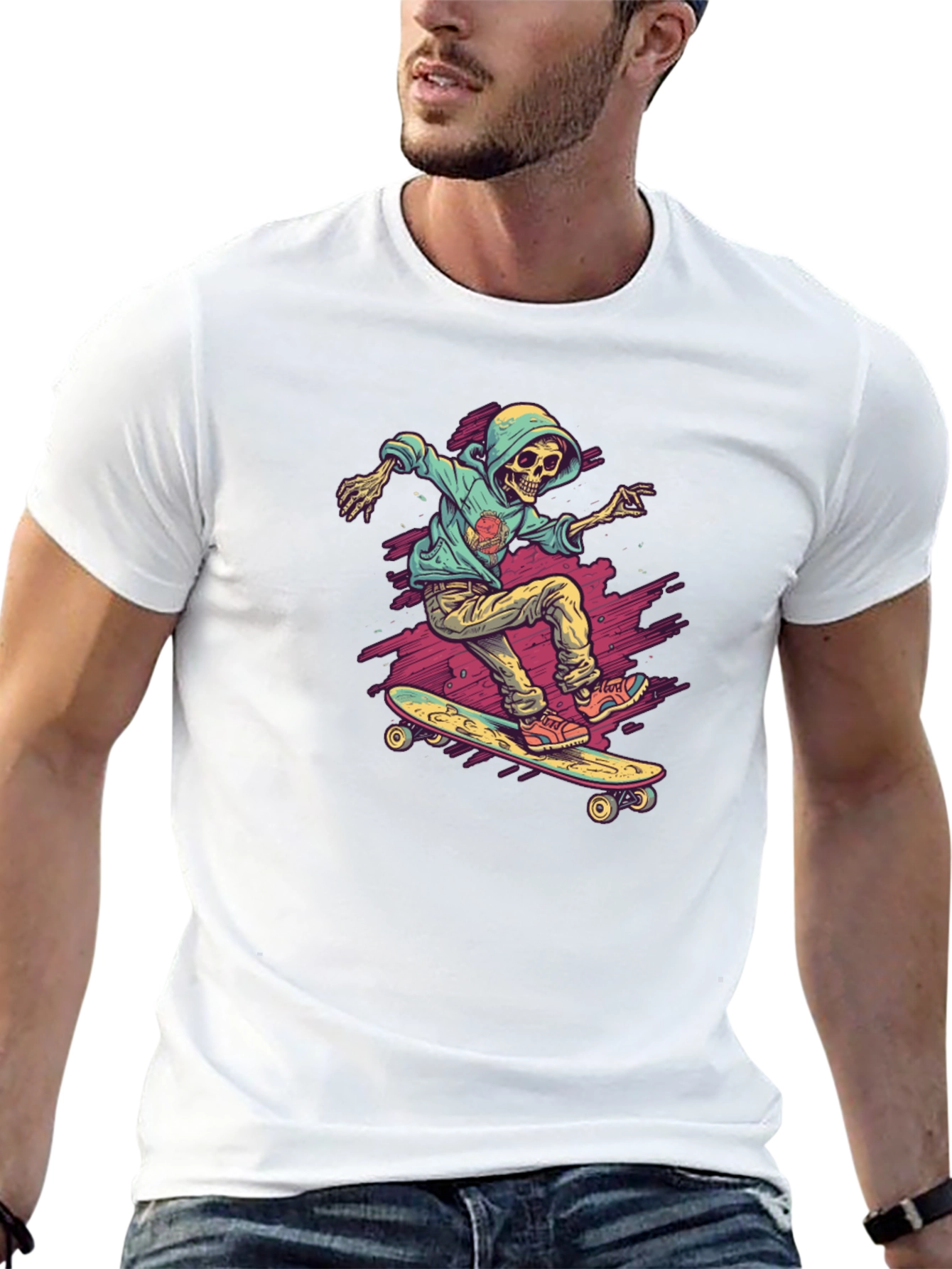 Skateboarding Skeleton Graphic Tee
