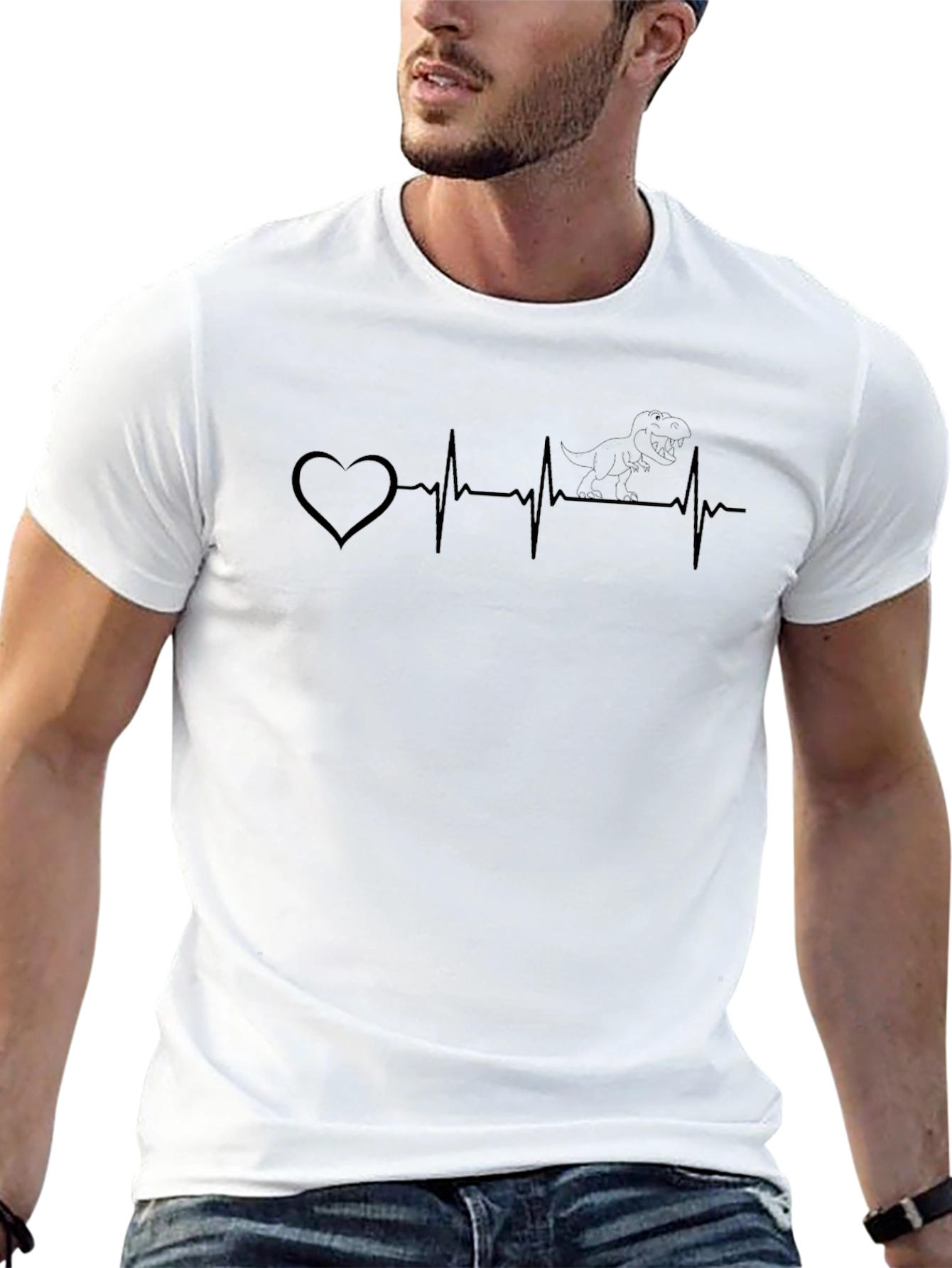 Dino Heartbeat T-Shirt - Black