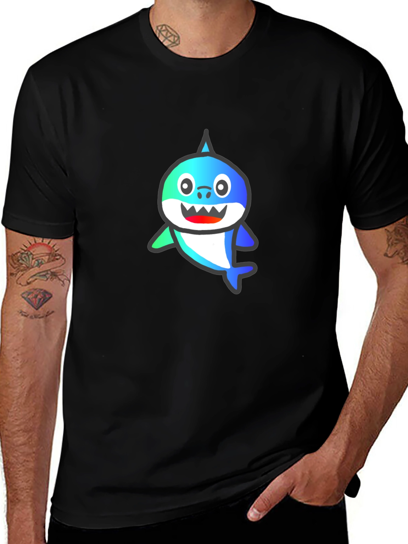 Baby Shark Black T-Shirt - Fun Cartoon Tee