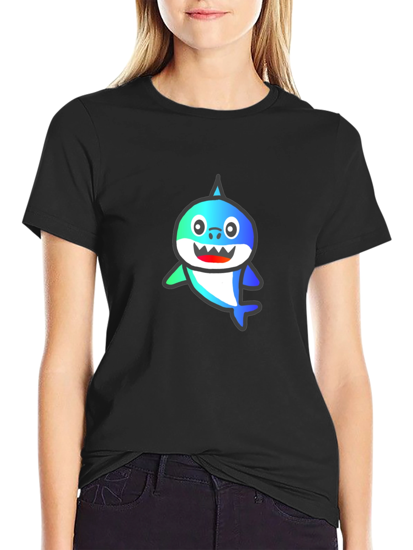 Baby Shark Black T-Shirt - Fun Cartoon Tee