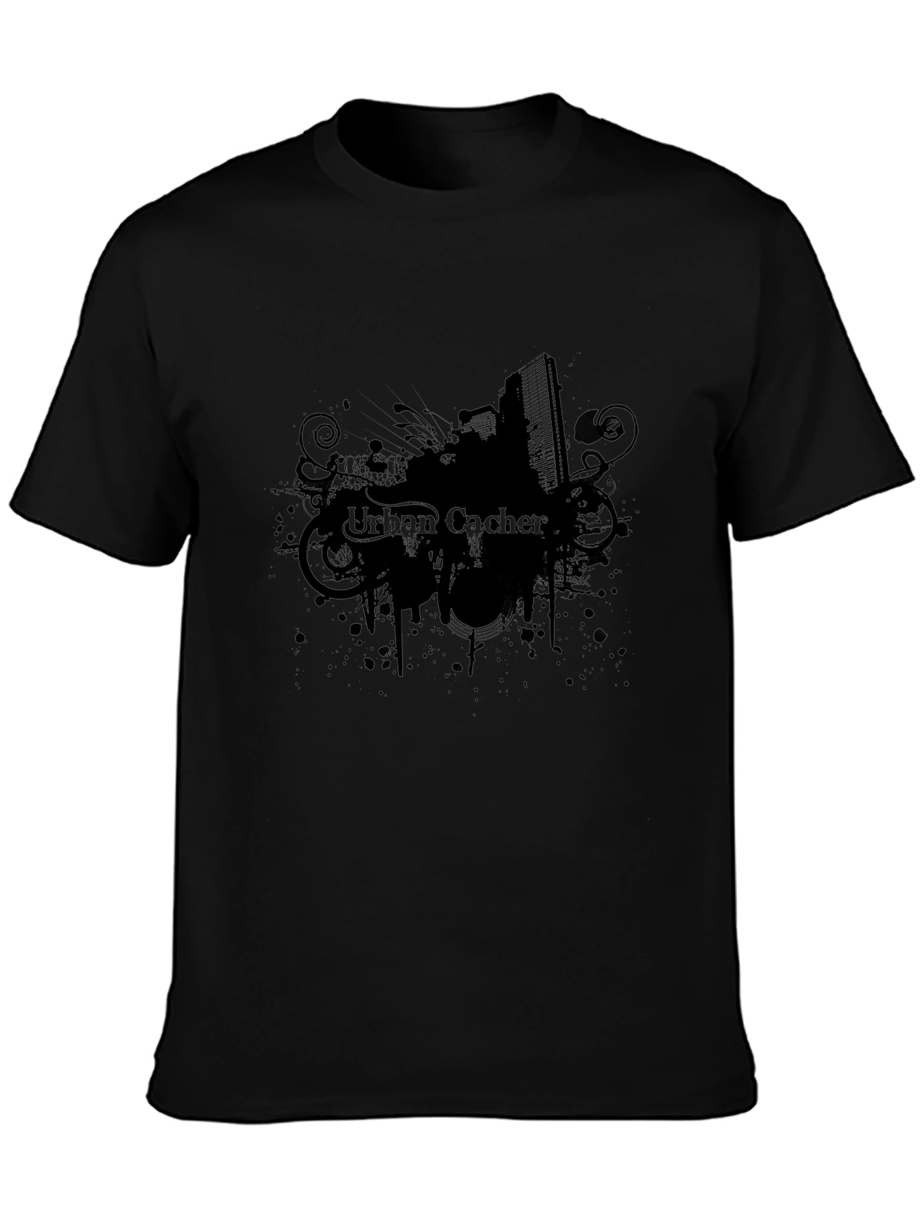 Urban Cacher Black Graphic Tee for Men