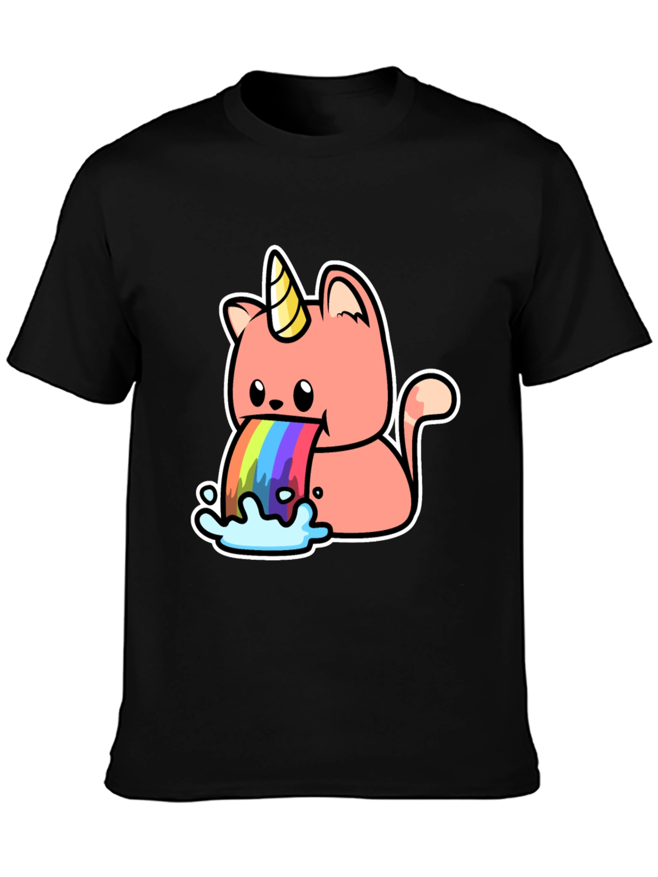 Unicorn Cat Rainbow Puke Graphic Tee
