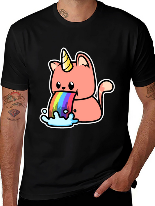 Unicorn Cat Rainbow Puke Graphic Tee