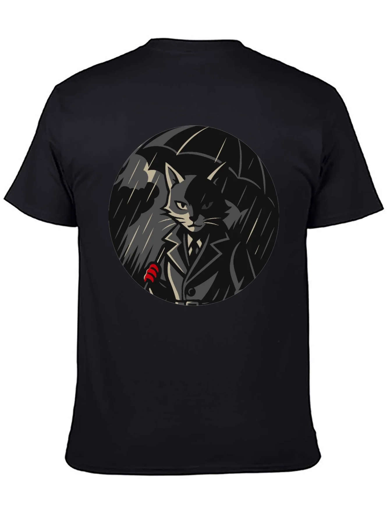 Cool Cat Under Umbrella Graphic T-Shirt