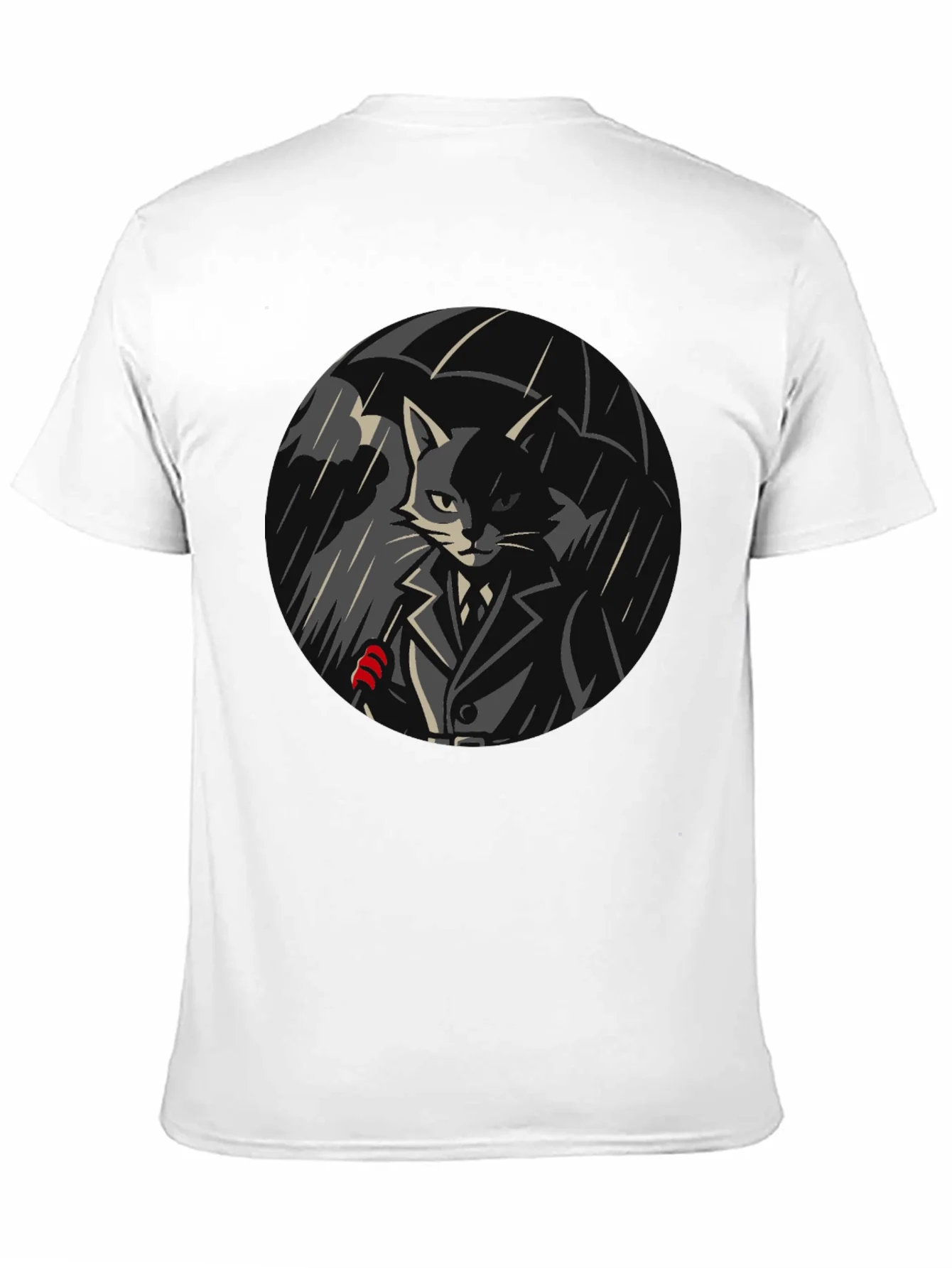 Cool Cat Under Umbrella Graphic T-Shirt