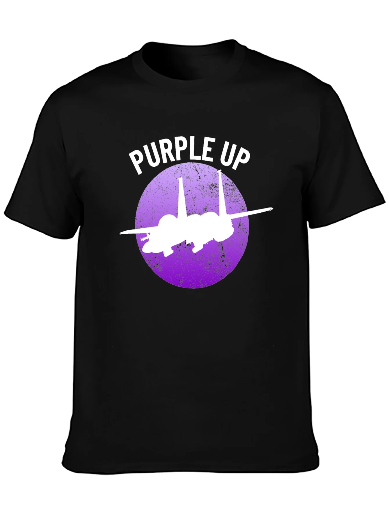 Purple Up F-15 Fighter Jet Graphic T-Shirt