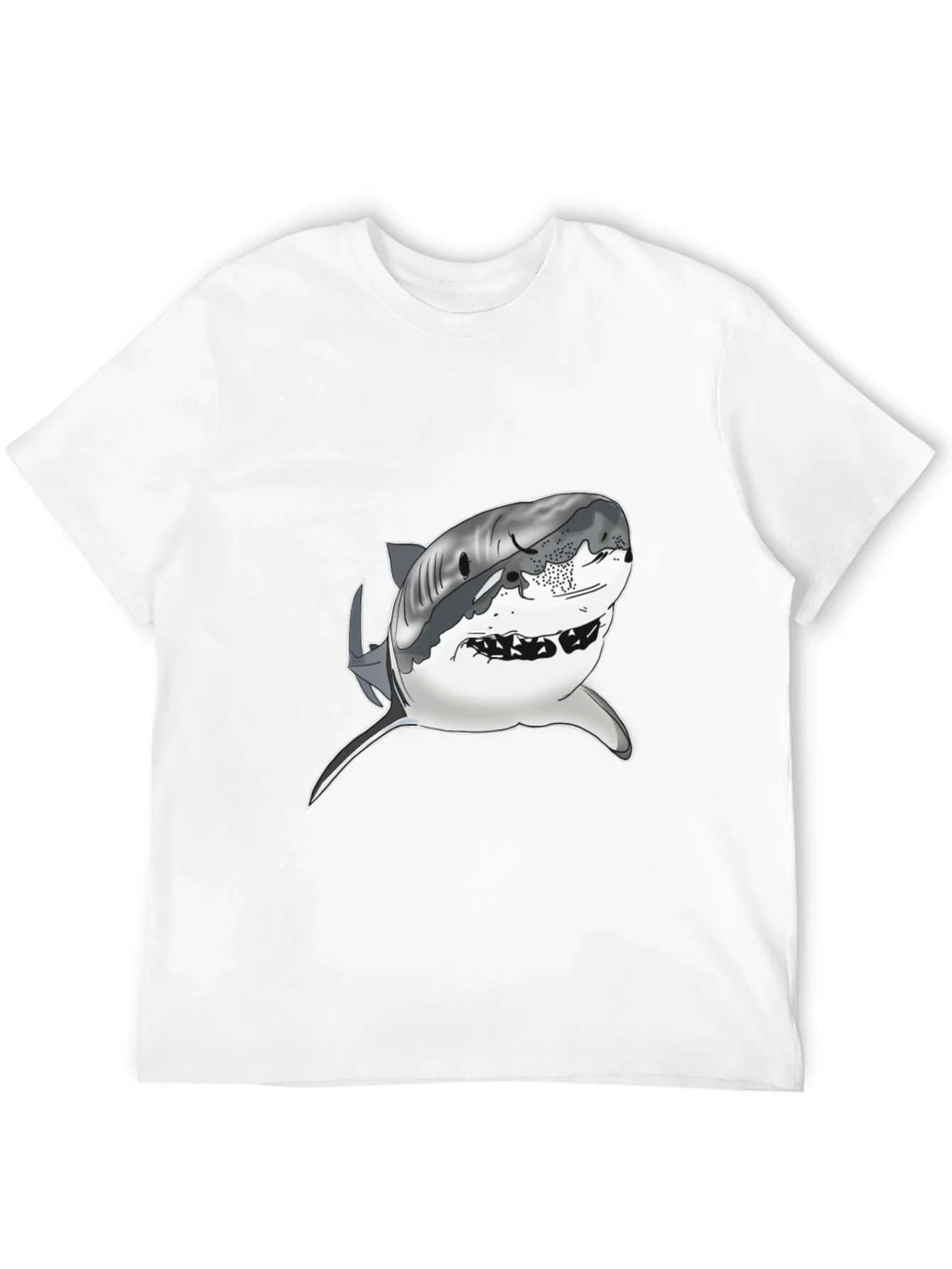 Shark Graphic Tee - Mens Black Cotton T-Shirt