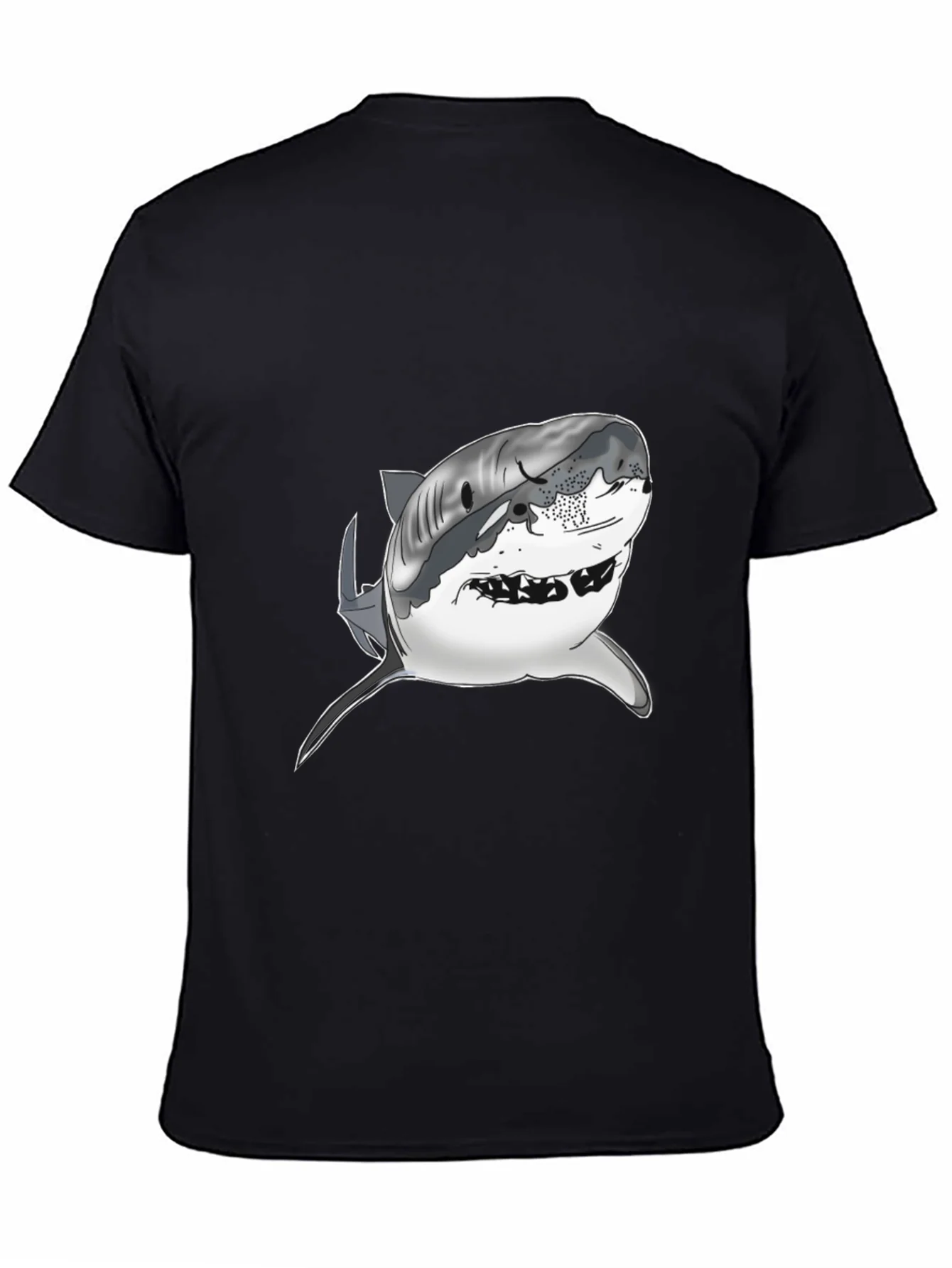 Shark Graphic Tee - Mens Black Cotton T-Shirt