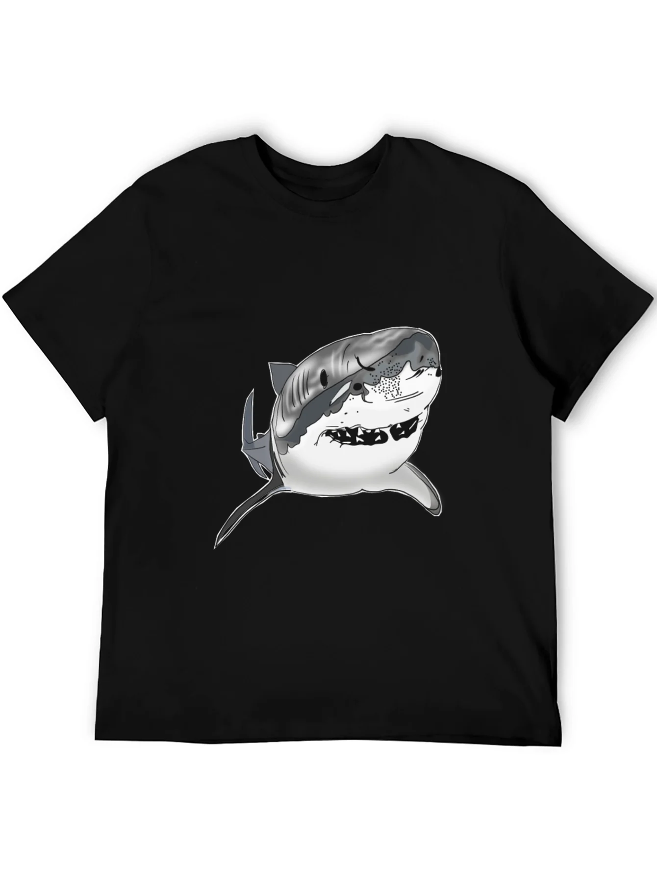 Shark Graphic Tee - Mens Black Cotton T-Shirt