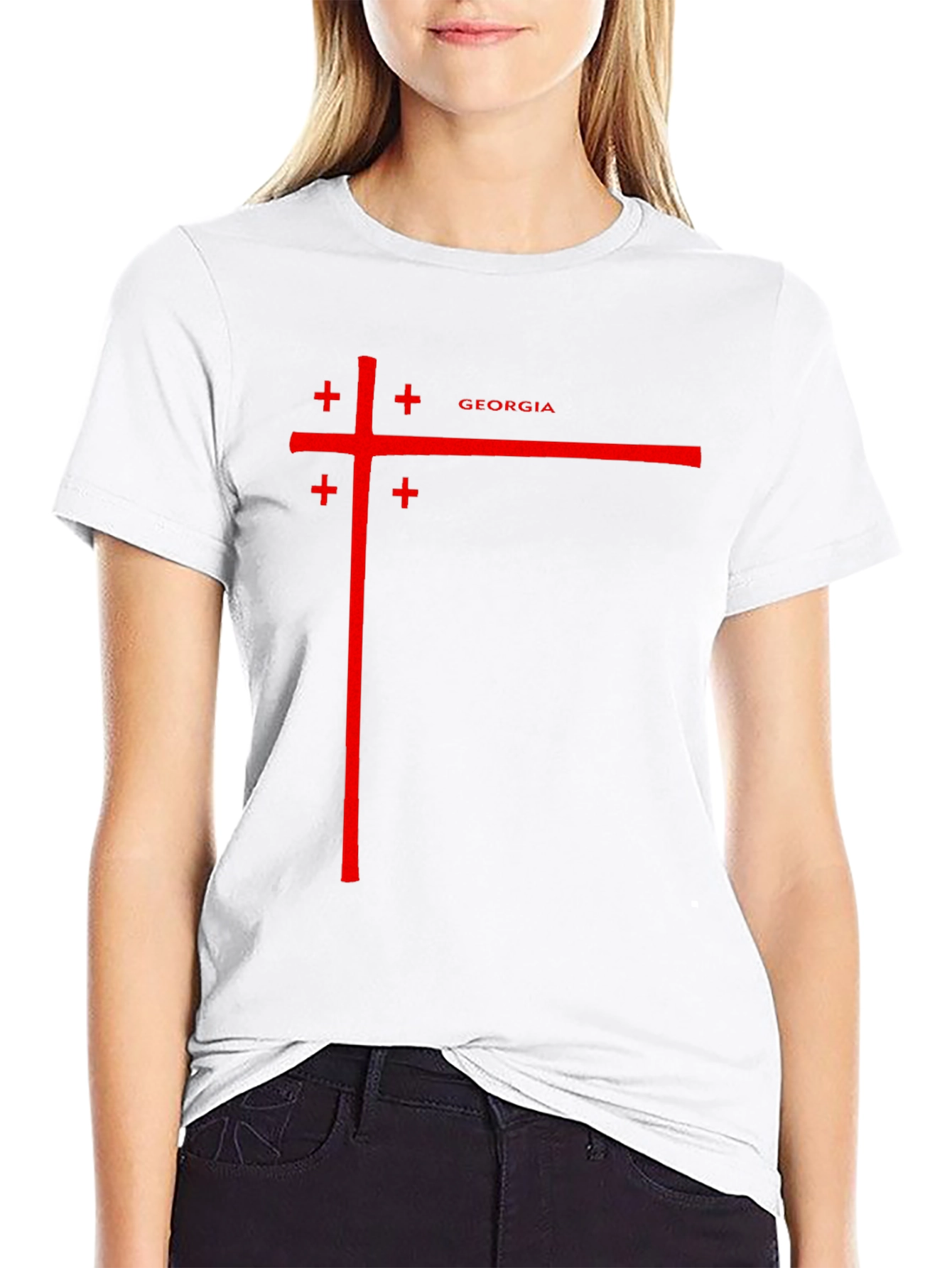 Georgia Flag T-Shirt - Black Cotton Tee