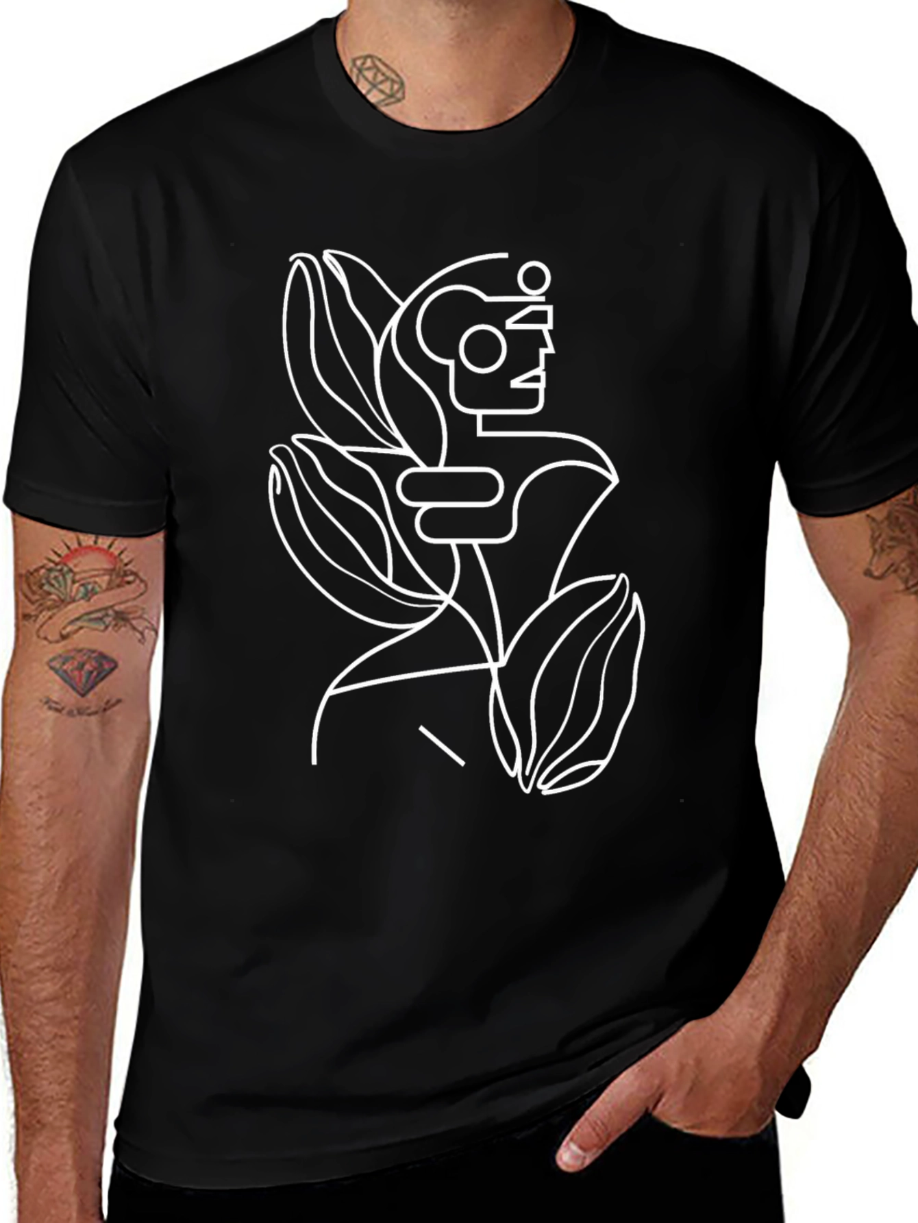 Abstract Line Art Graphic T-Shirt
