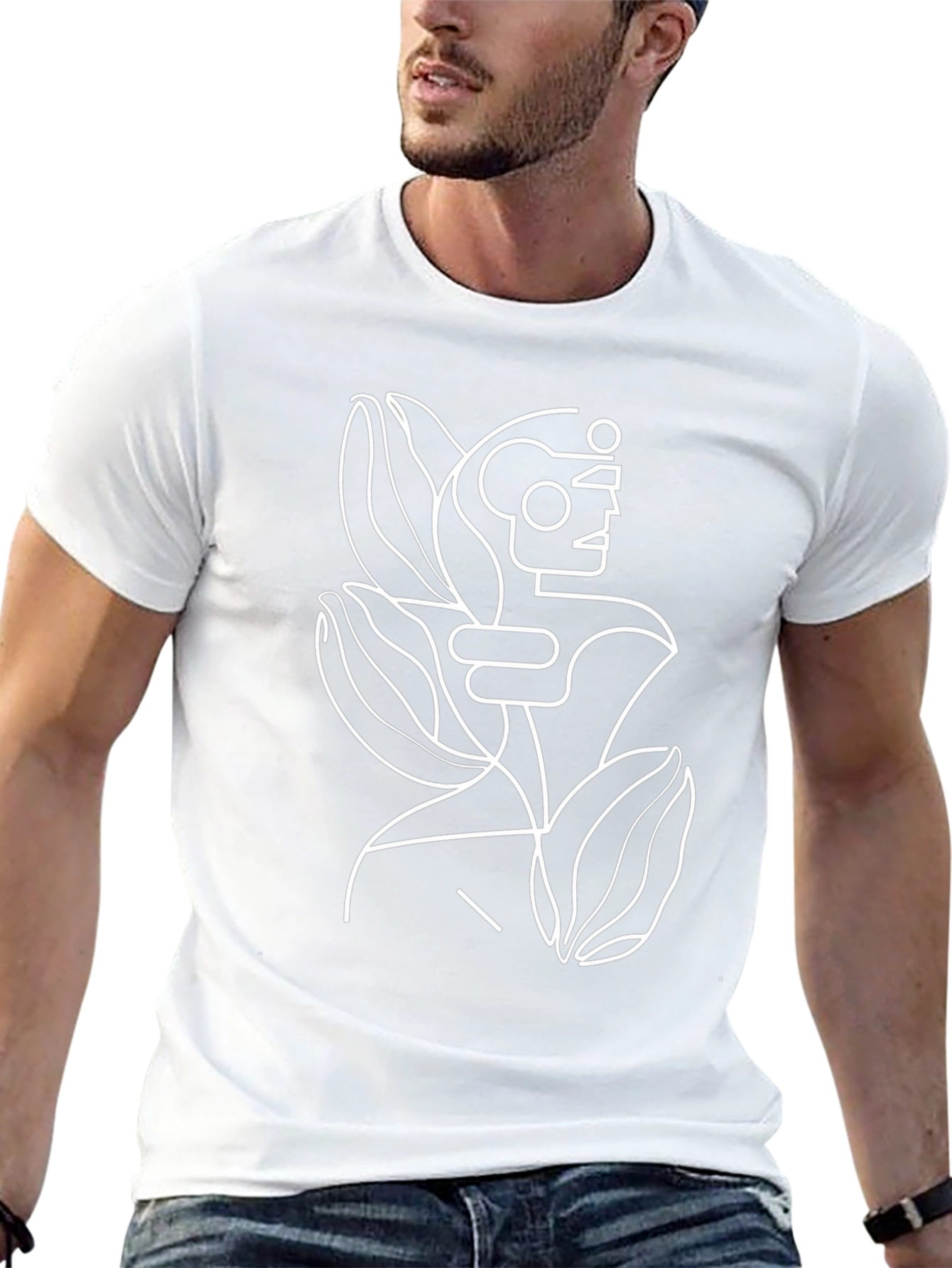 Abstract Line Art Graphic T-Shirt