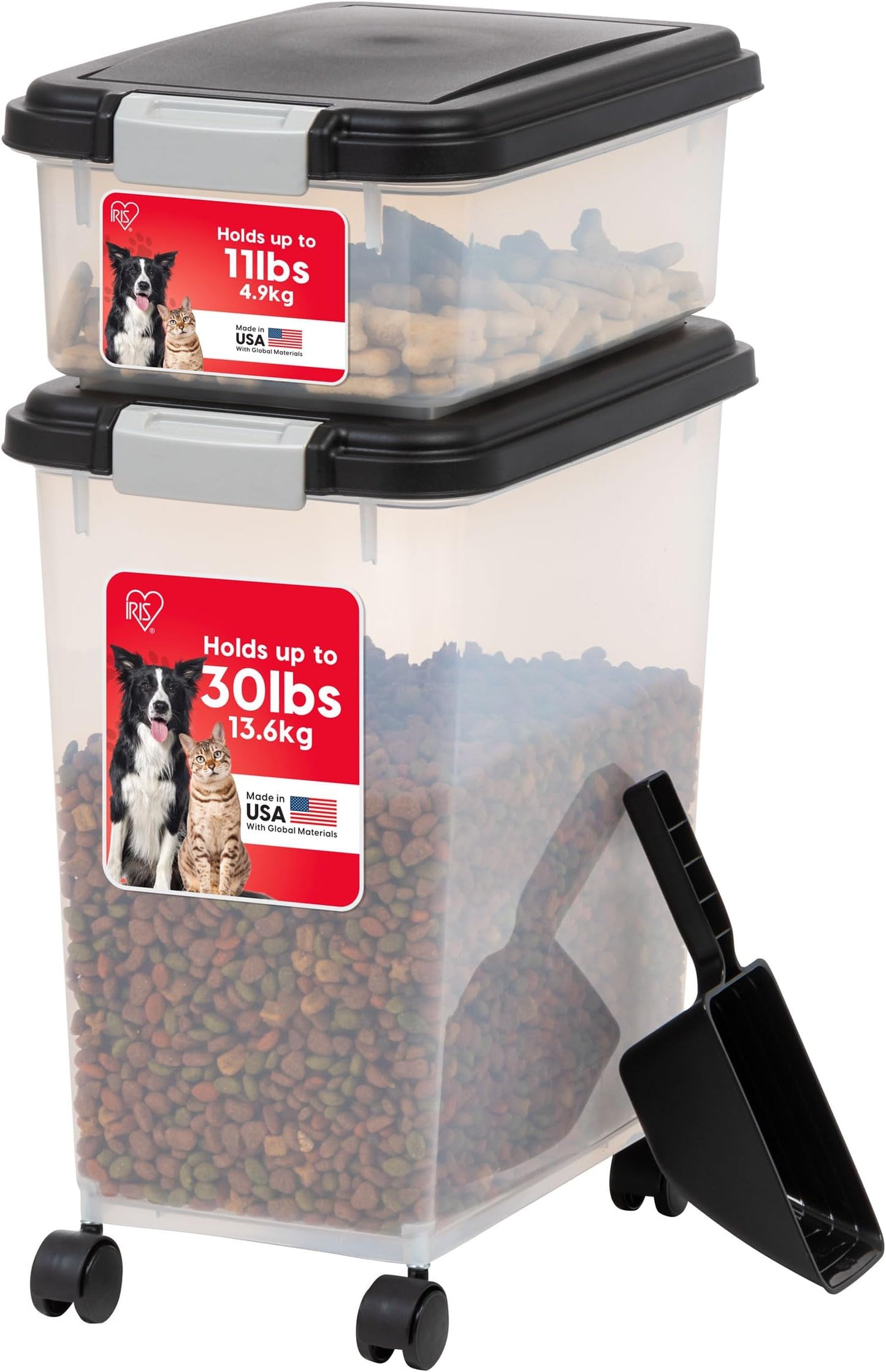 IRIS USA Dog Food Storage Container 30 lb + 11lb A - Premium Quality