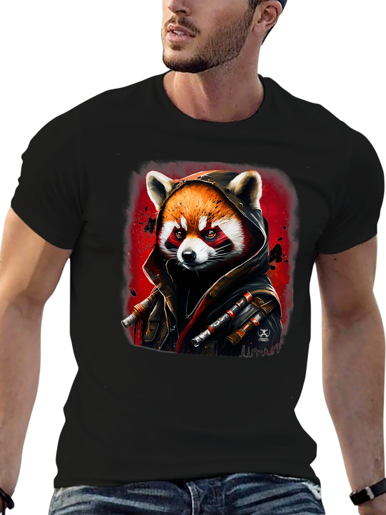 Red Panda Rogue Black T-Shirt