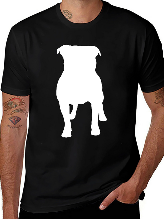 Black T-Shirt with White Dog Silhouette