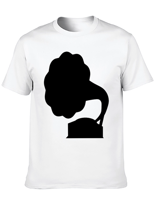 Retro Phonograph Black T-Shirt Vintage Music Style