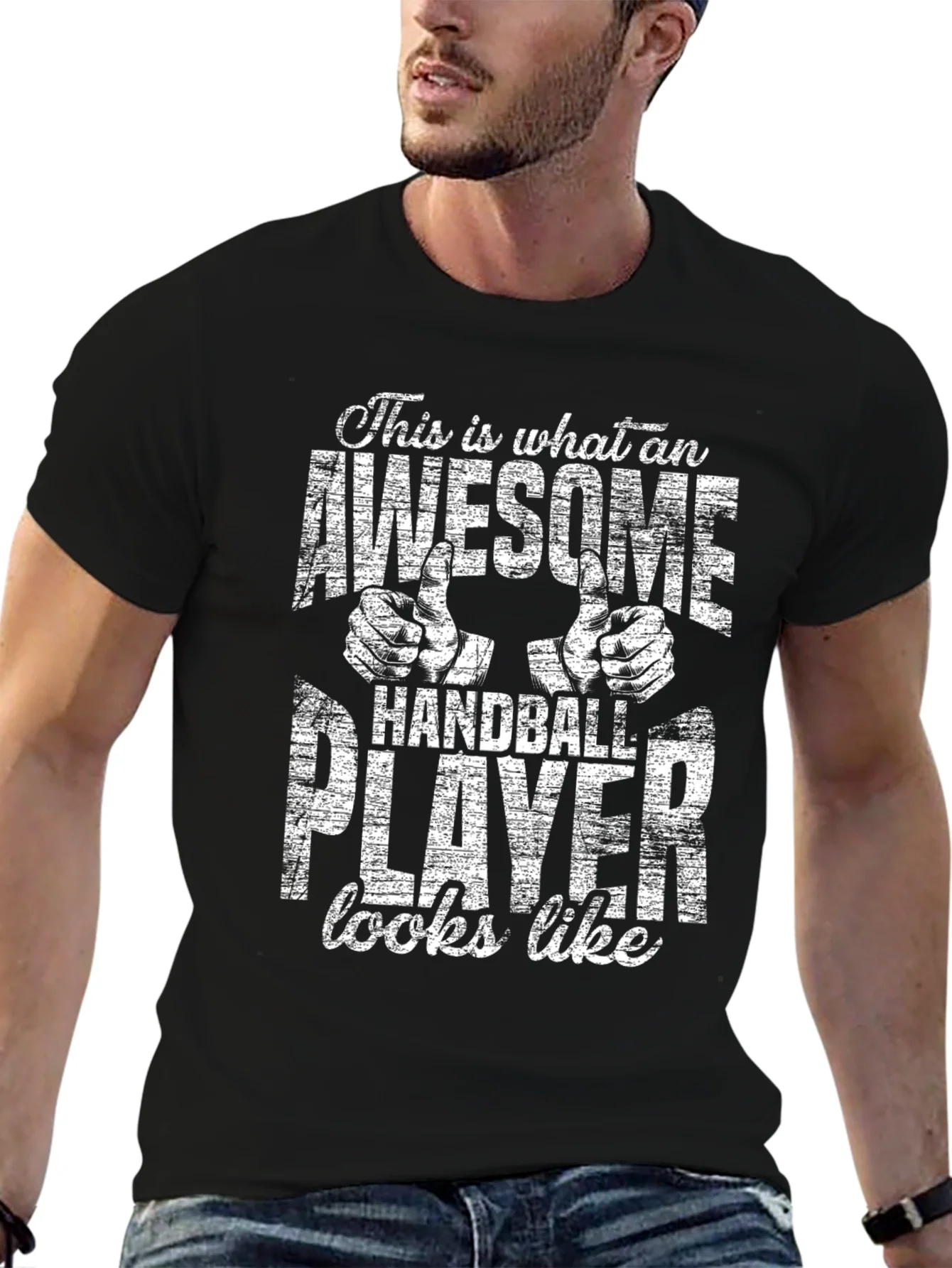 Awesome Handball Player Graphic Tee - Black