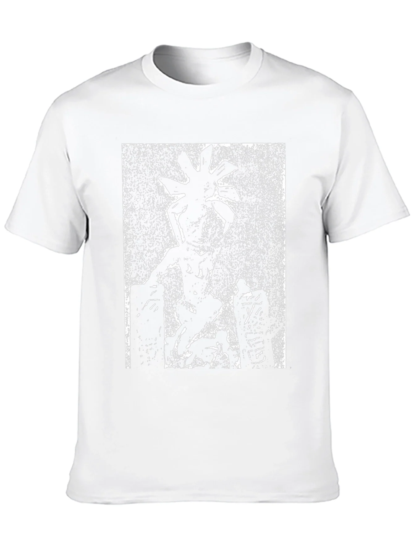 Unique Graphic Tee: Black and White Figure Print