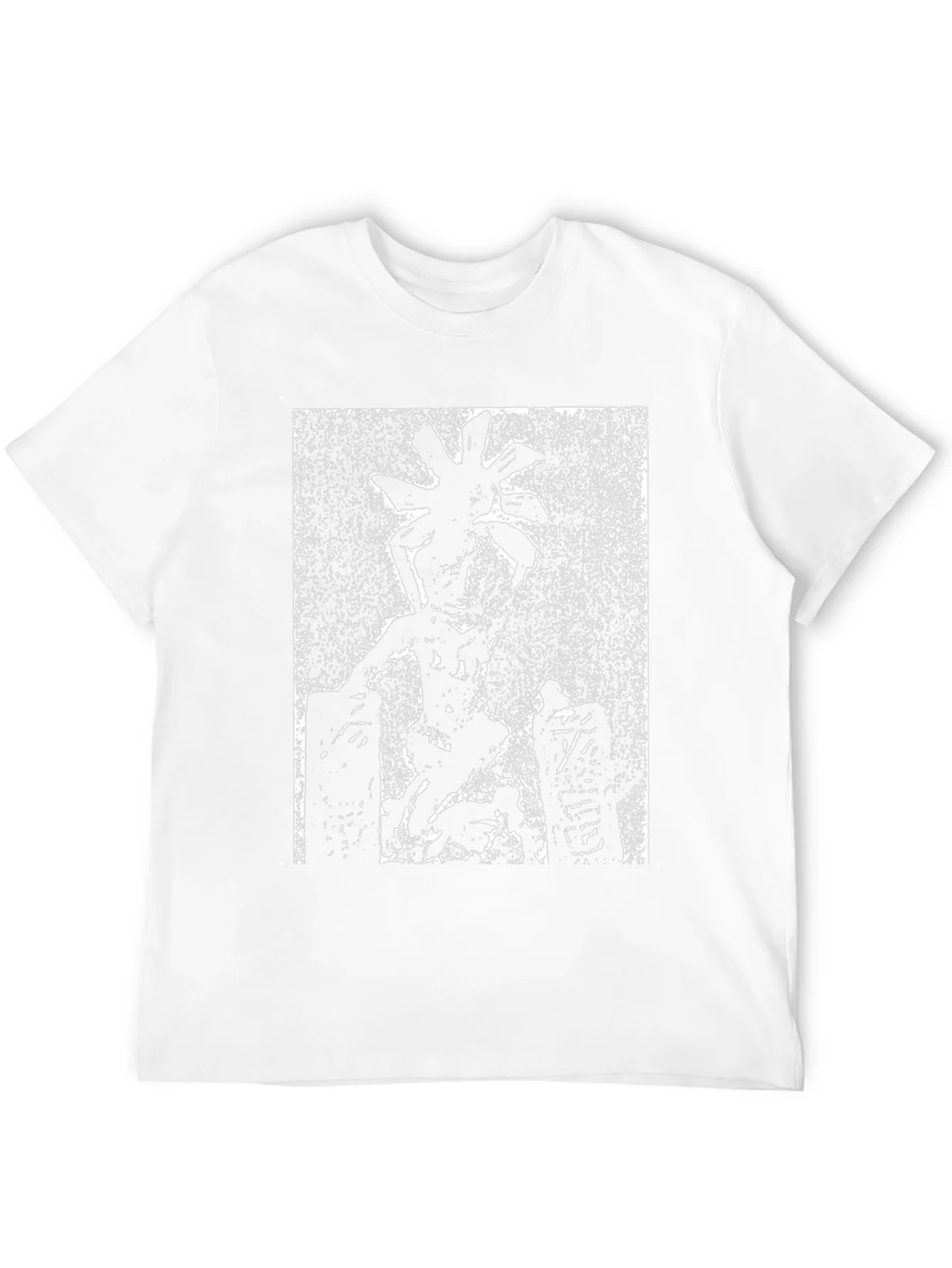 Unique Graphic Tee: Black and White Figure Print