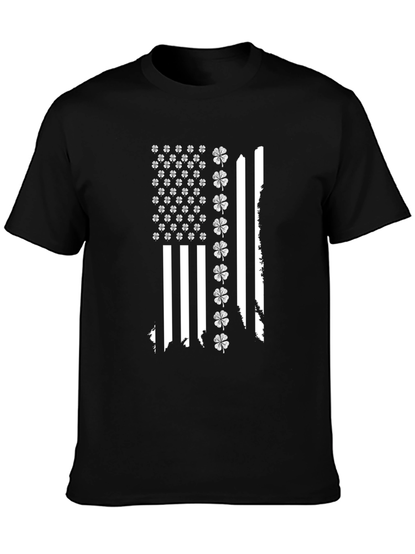 Shamrock American Flag Black T-Shirt