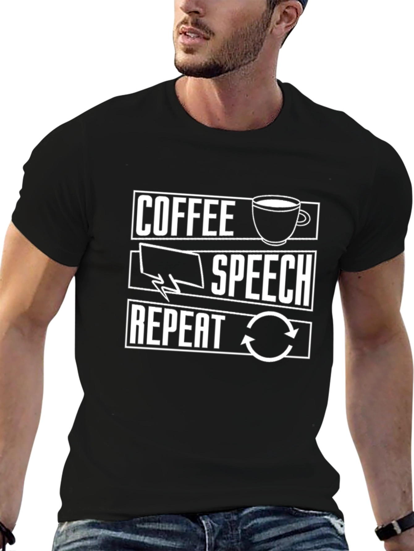 Coffee Speech Repeat Graphic T-Shirt