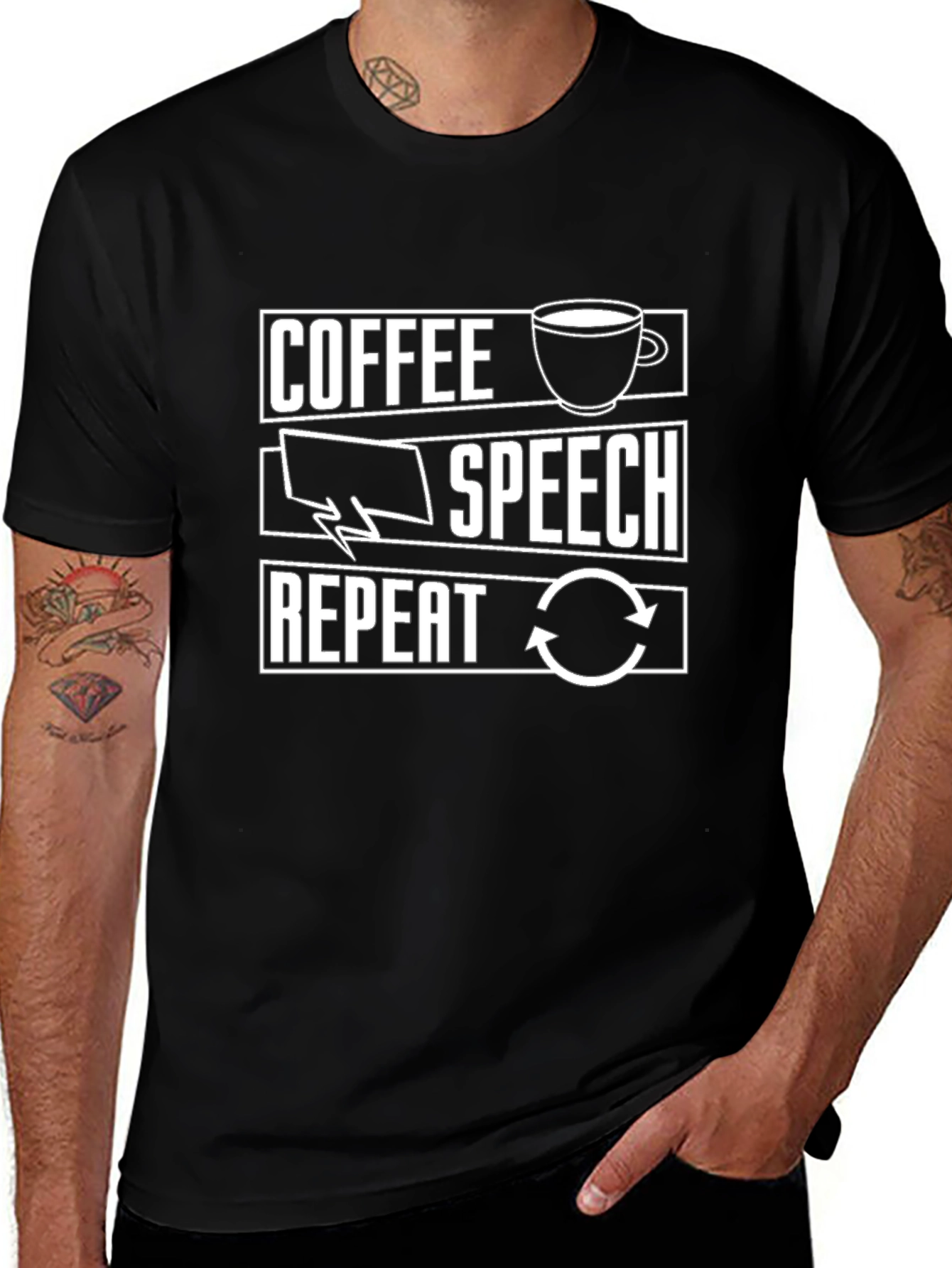 Coffee Speech Repeat Graphic T-Shirt