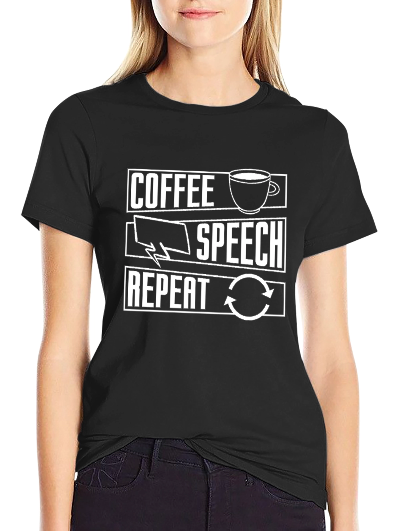 Coffee Speech Repeat Graphic T-Shirt
