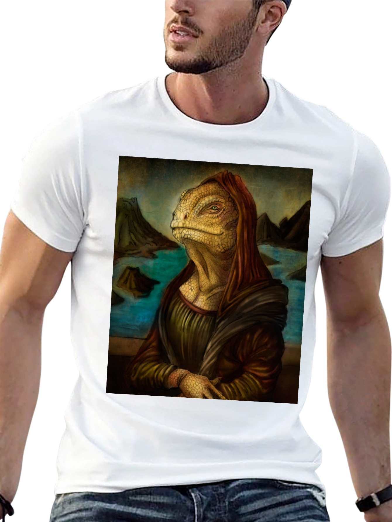 Lizard Mona Lisa Black T-Shirt