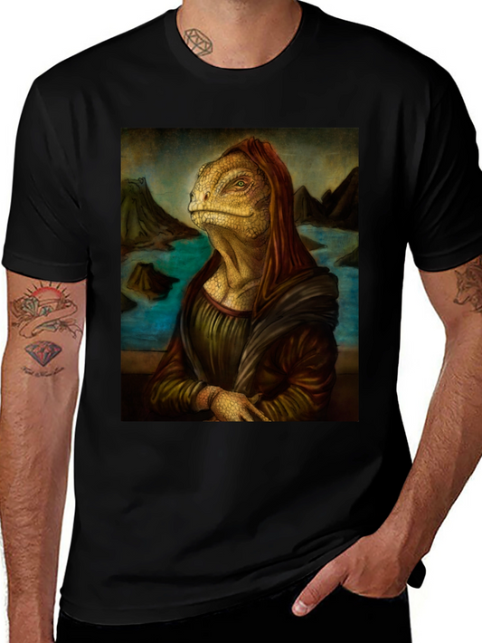 Lizard Mona Lisa Black T-Shirt