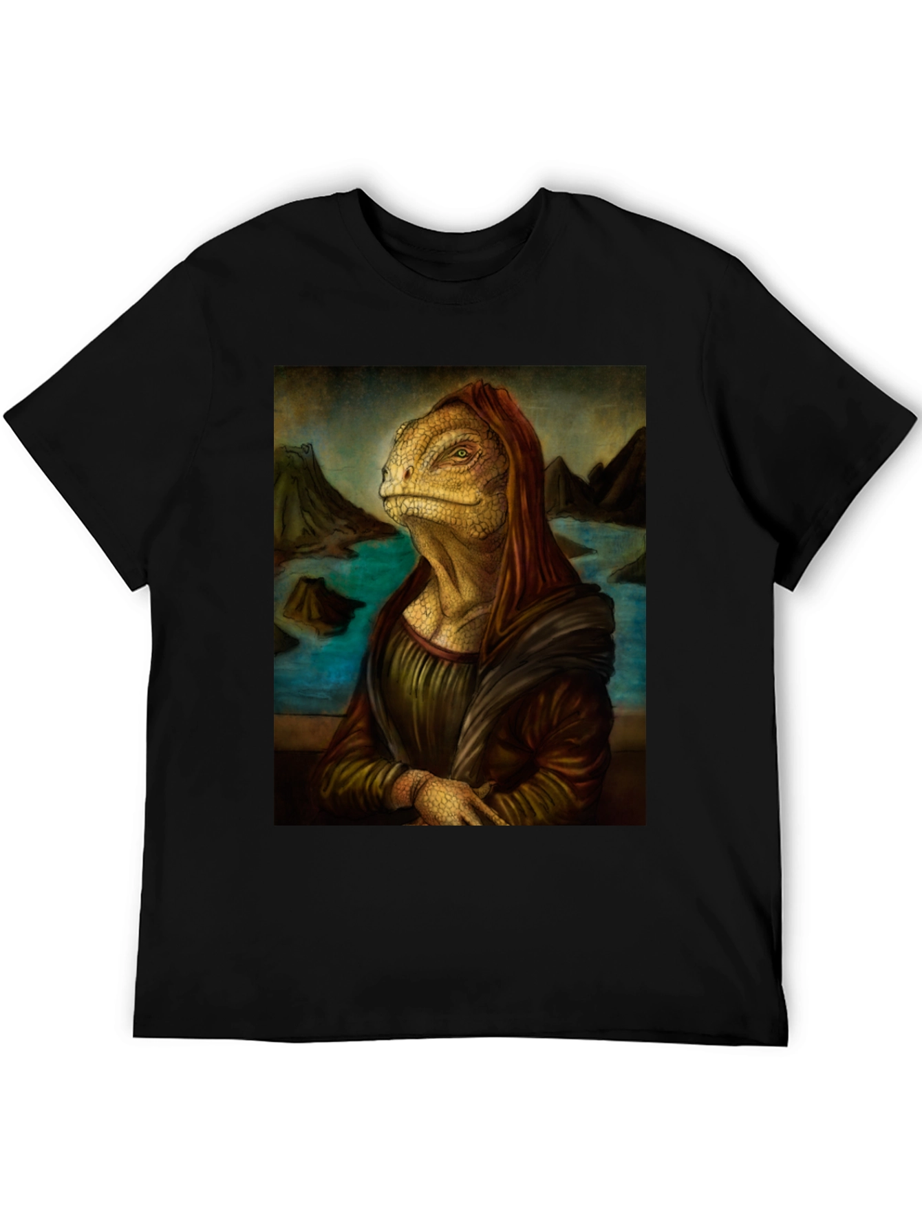 Lizard Mona Lisa Black T-Shirt