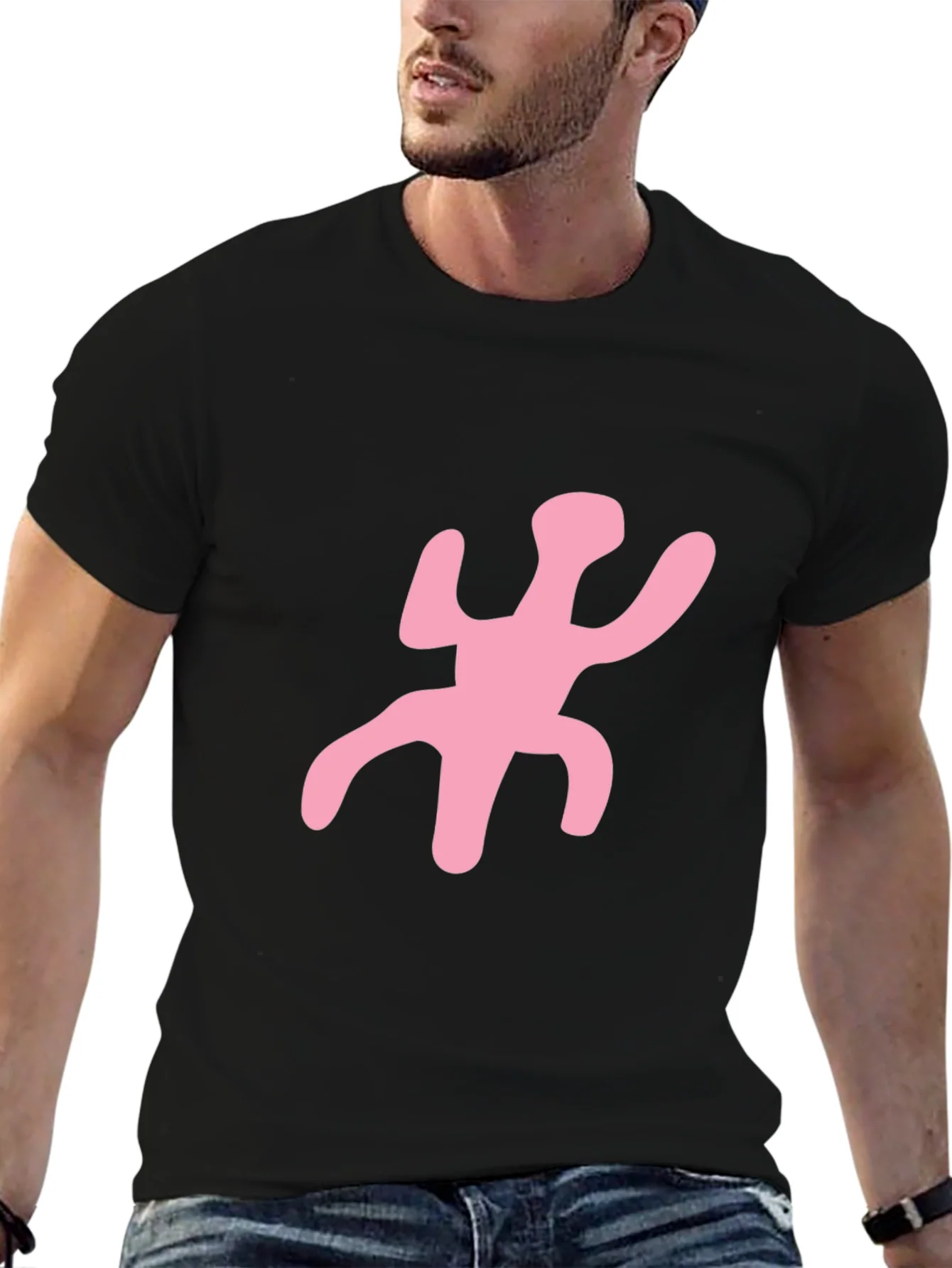 Funky Pink Figure Black T-Shirt