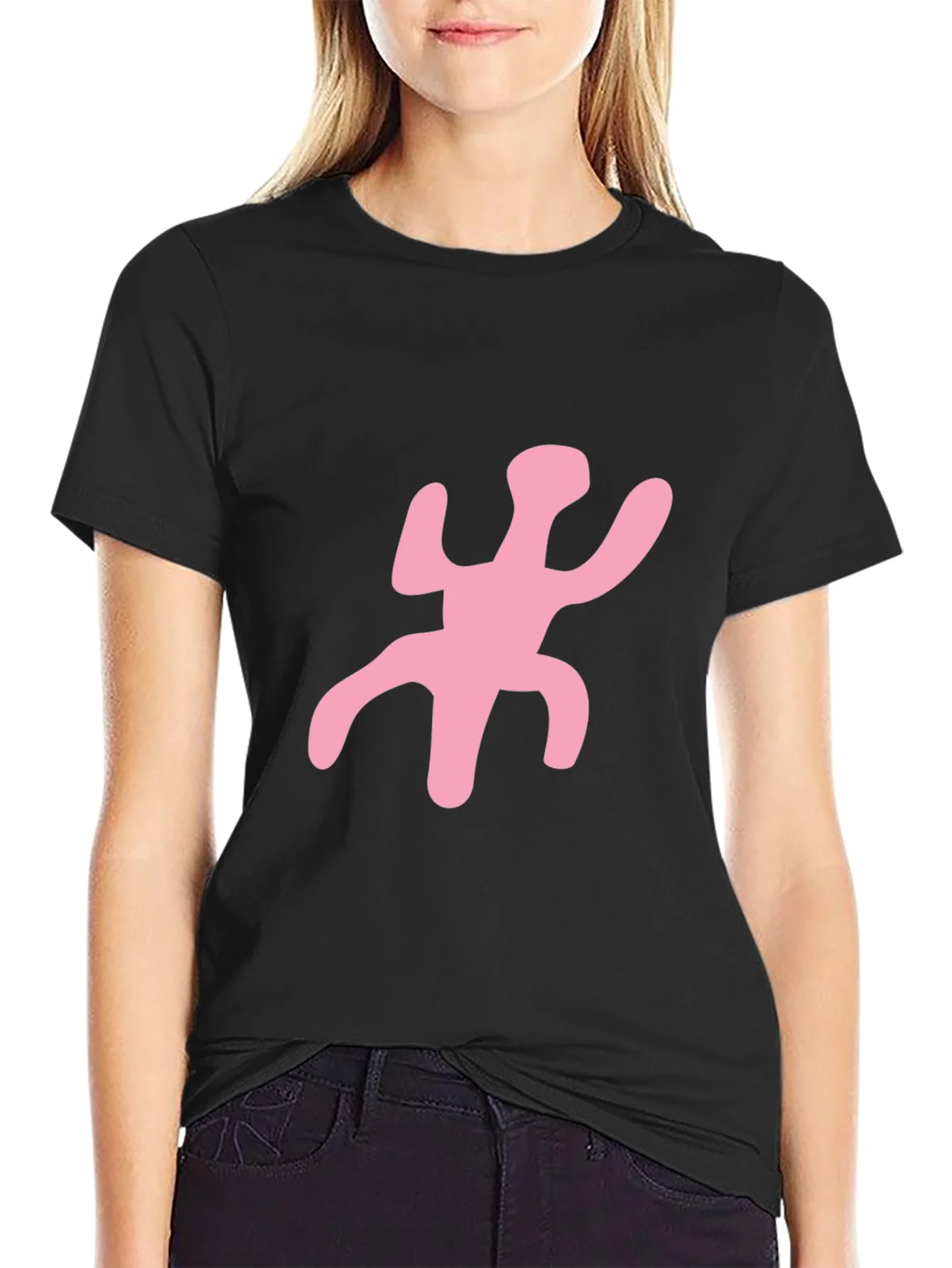 Funky Pink Figure Black T-Shirt