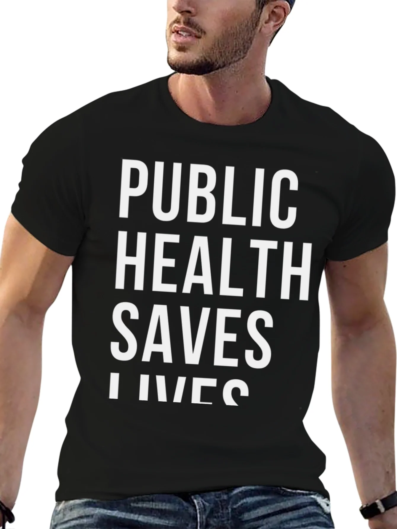 Public Health Saves Lives Black Graphic Tee