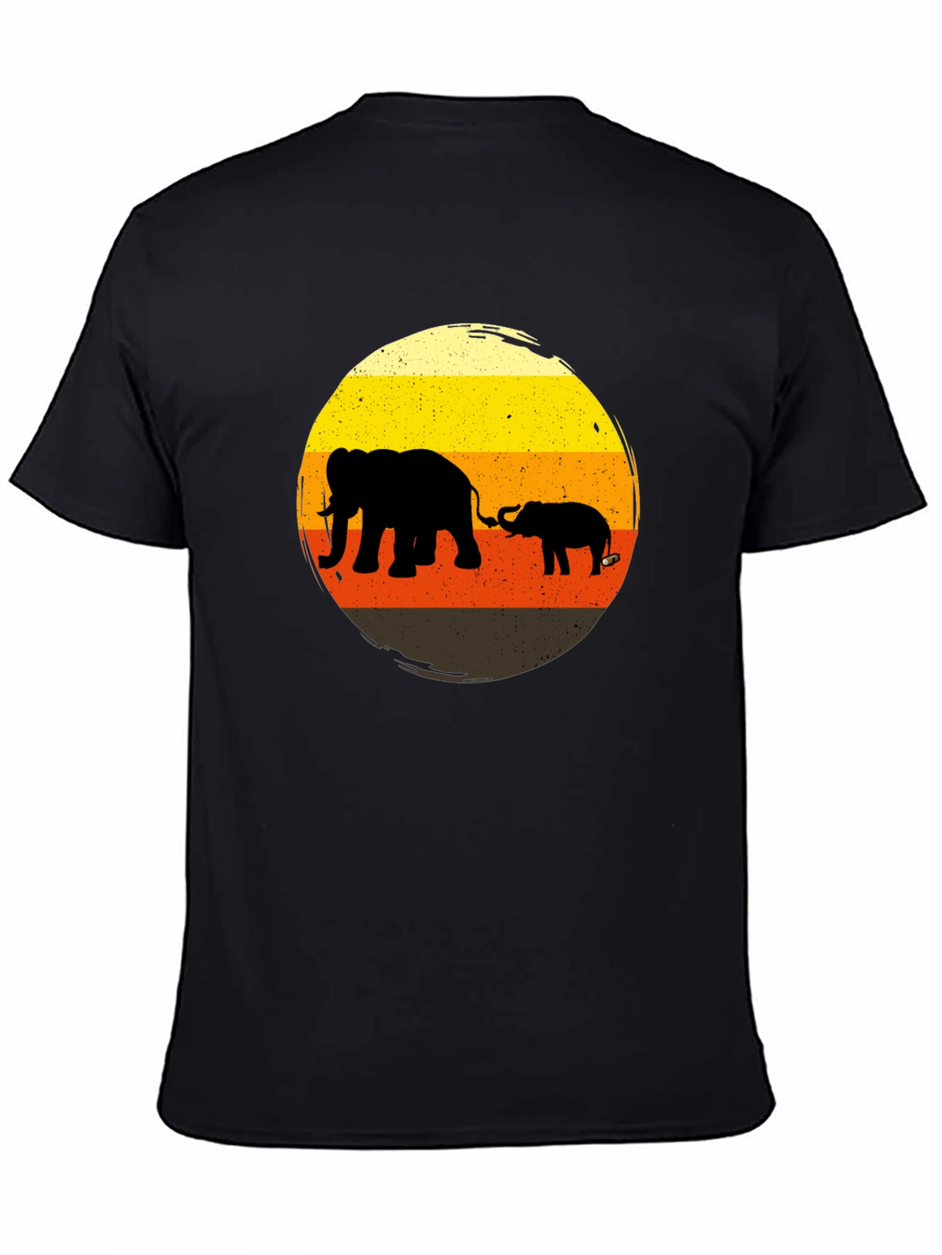 Elephant Family Sunset Graphic Tee - Black