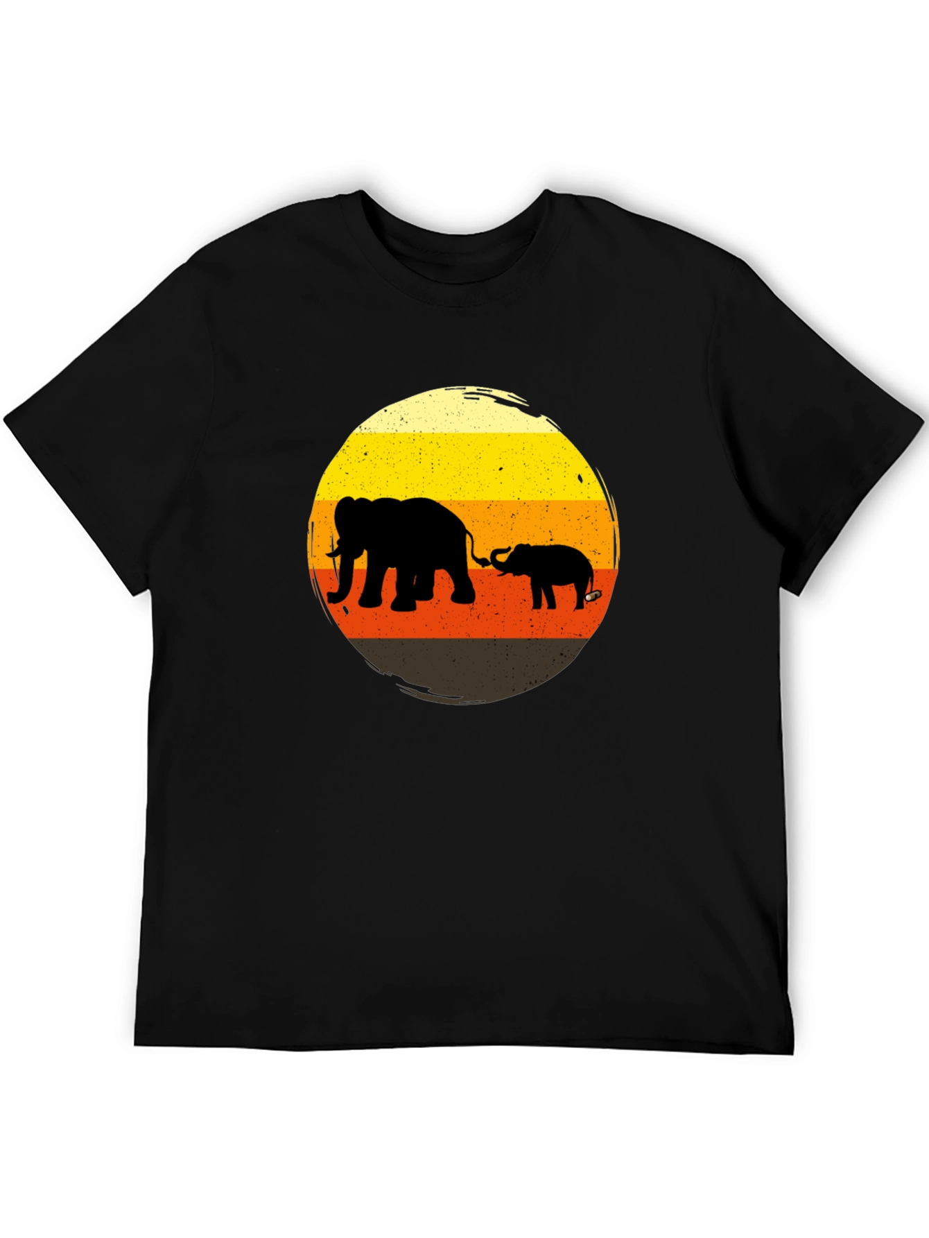 Elephant Family Sunset Graphic Tee - Black