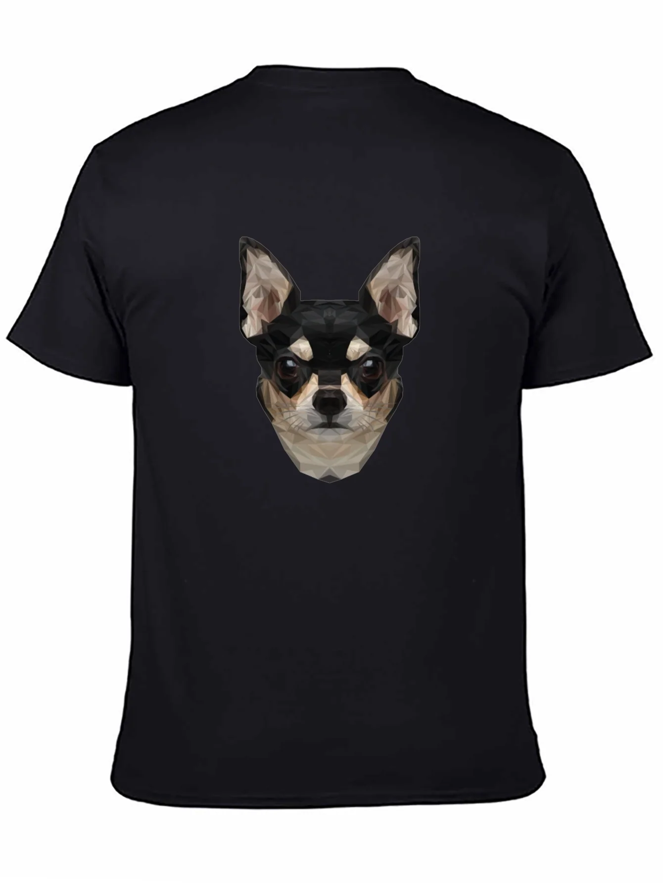 Geometric Chihuahua Print Black T-Shirt