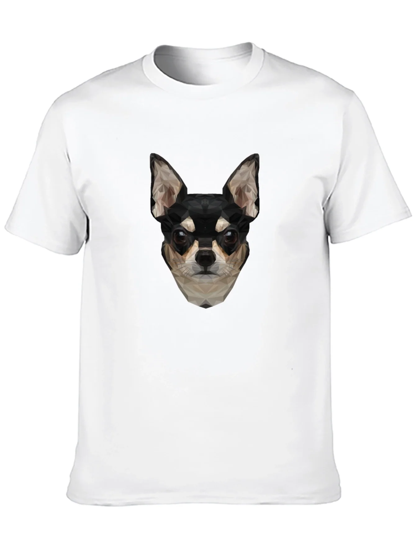 Geometric Chihuahua Print Black T-Shirt