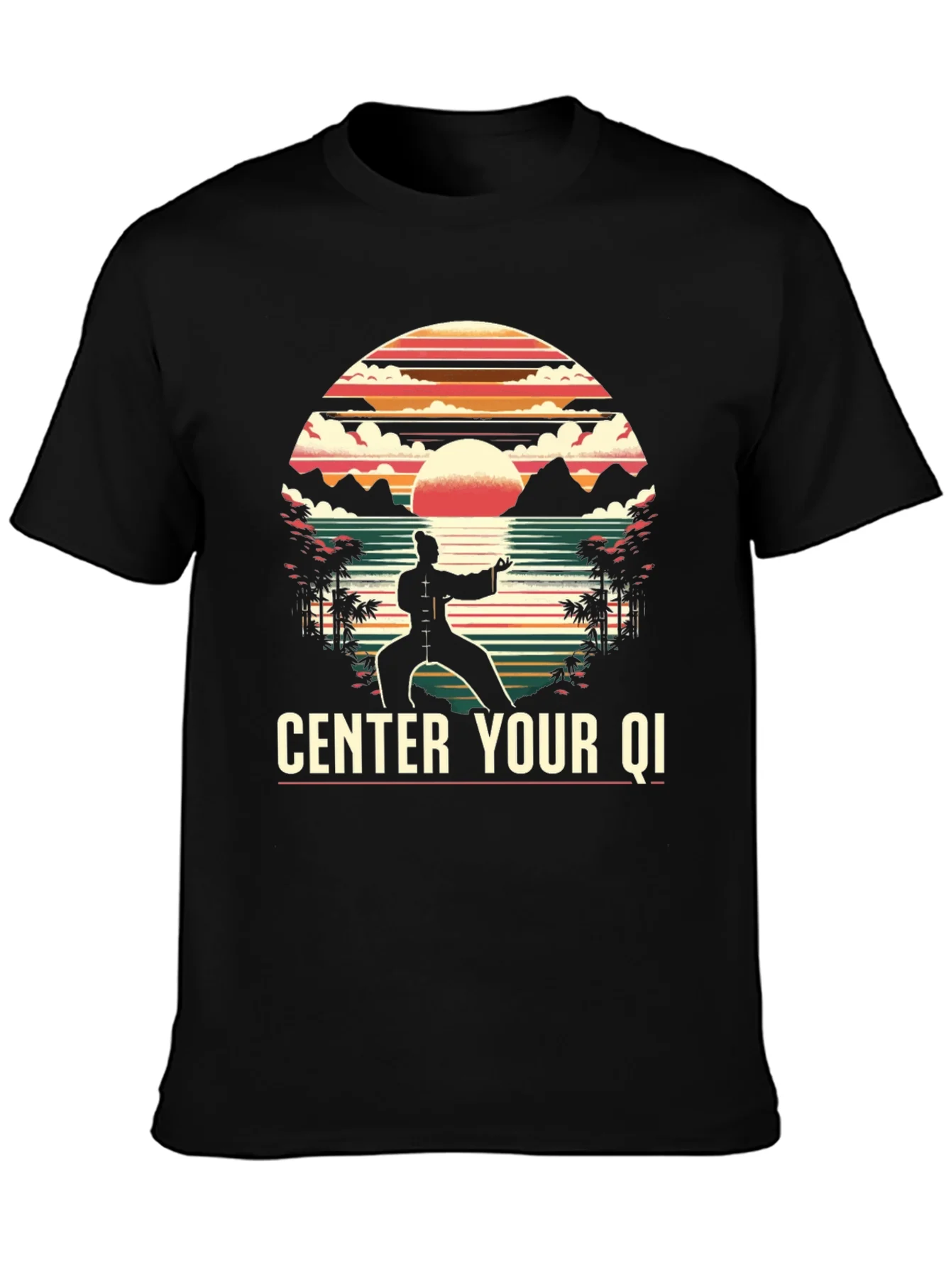 Center Your Qi Black Graphic Tee