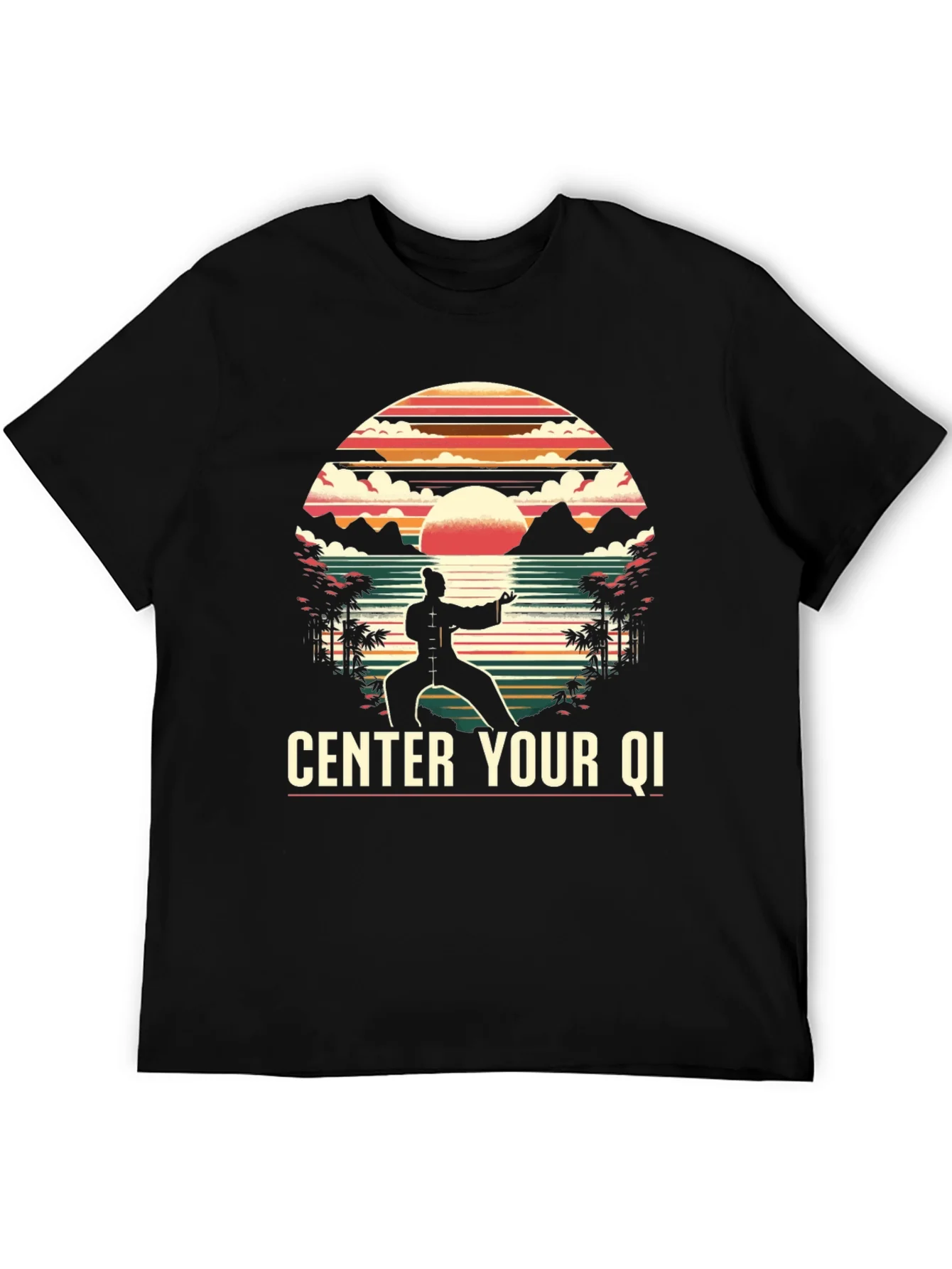Center Your Qi Black Graphic Tee