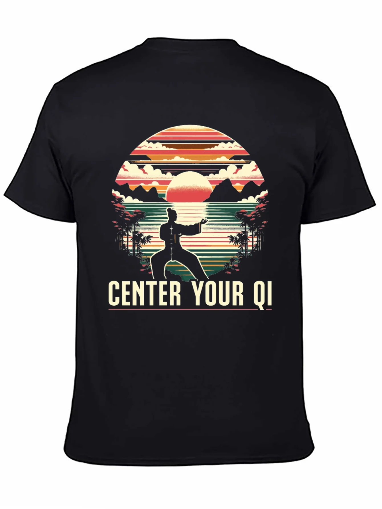 Center Your Qi Black Graphic Tee